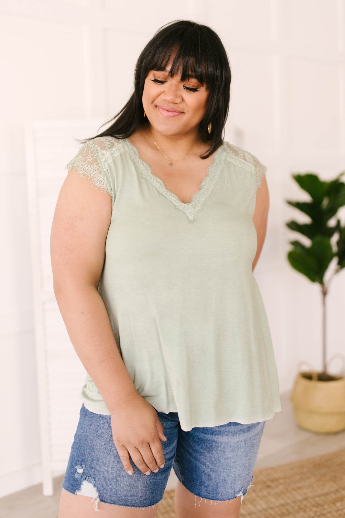 Garden and Lace Top in Sage-Womens-Modish Lily, Tecumseh Michigan