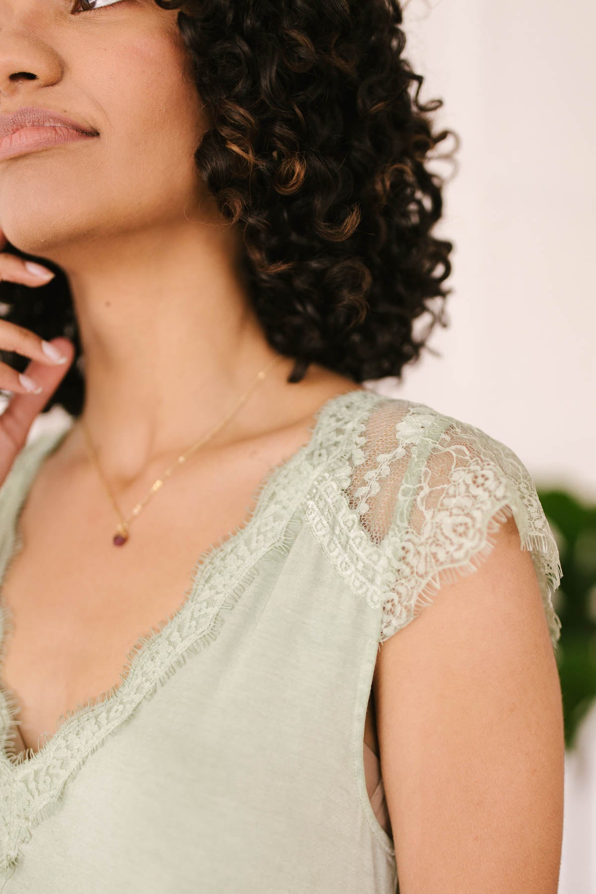 Garden and Lace Top in Sage-Womens-Modish Lily, Tecumseh Michigan