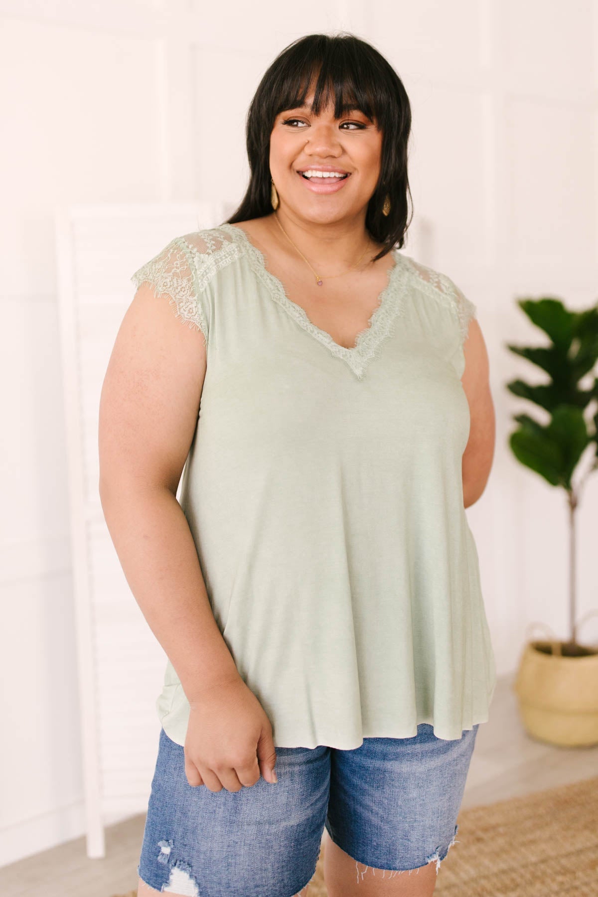 Garden and Lace Top in Sage-Womens-Modish Lily, Tecumseh Michigan