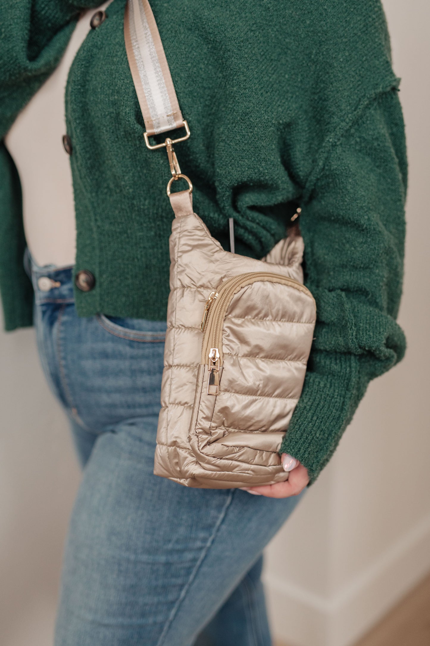 Gotcha Girl Puffer Tumbler Tote in Gold-Accessories-Modish Lily, Tecumseh Michigan