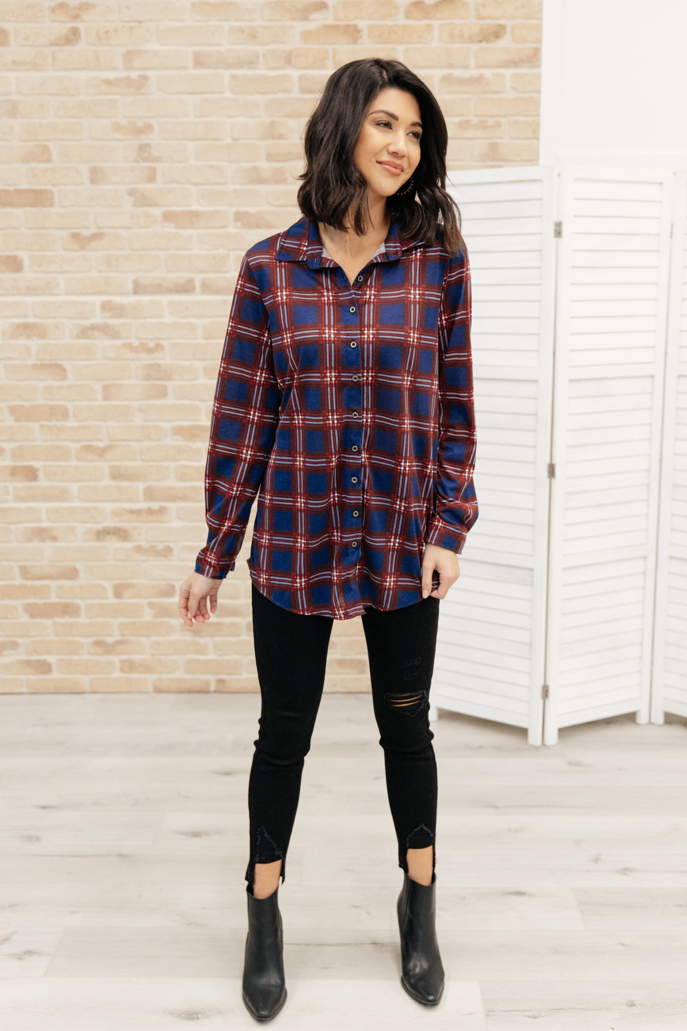 Grid Girl Button Down Top-Womens-Modish Lily, Tecumseh Michigan