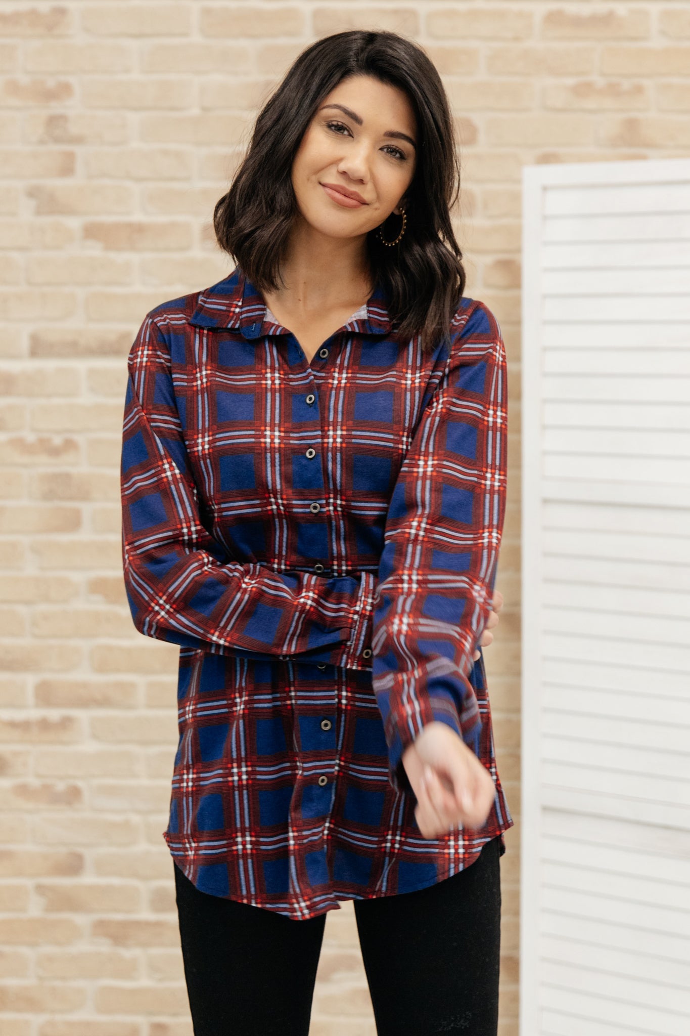Grid Girl Button Down Top-Womens-Modish Lily, Tecumseh Michigan