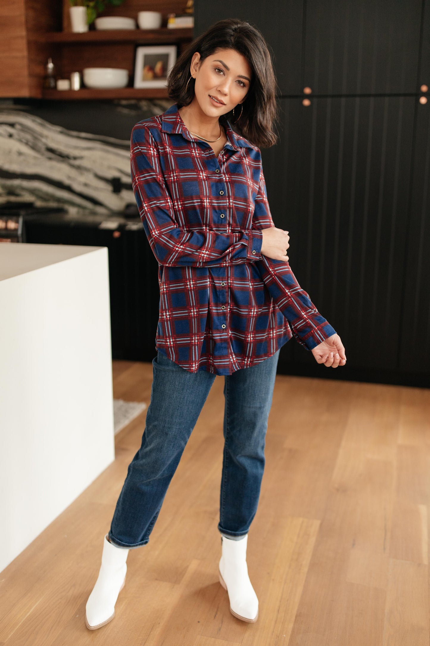 Grid Girl Button Down Top-Womens-Modish Lily, Tecumseh Michigan
