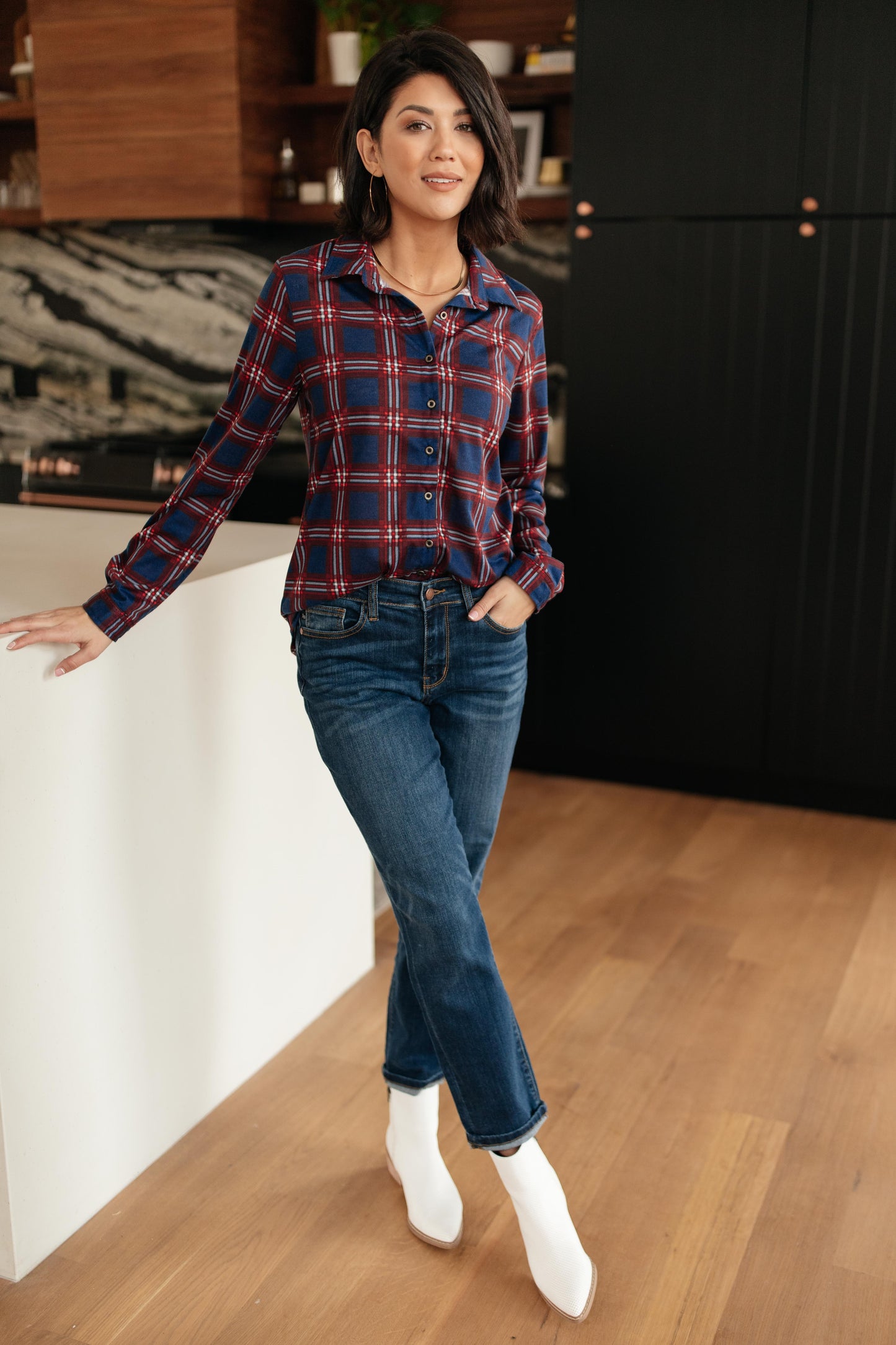 Grid Girl Button Down Top-Womens-Modish Lily, Tecumseh Michigan