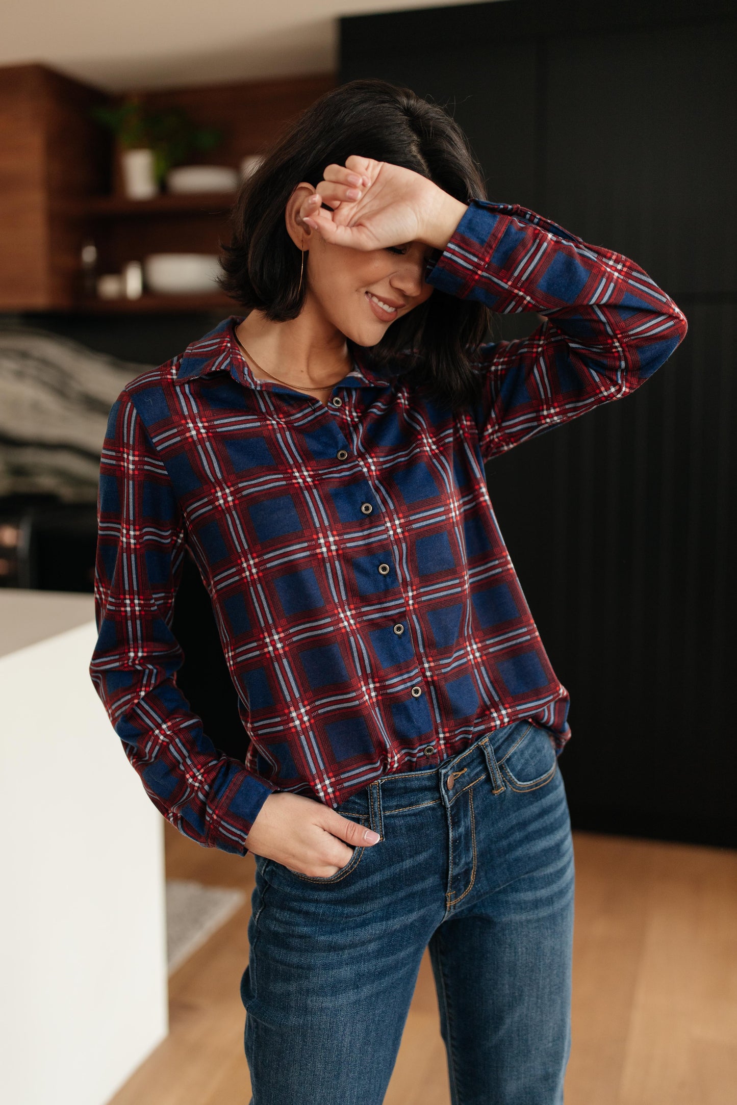 Grid Girl Button Down Top-Womens-Modish Lily, Tecumseh Michigan