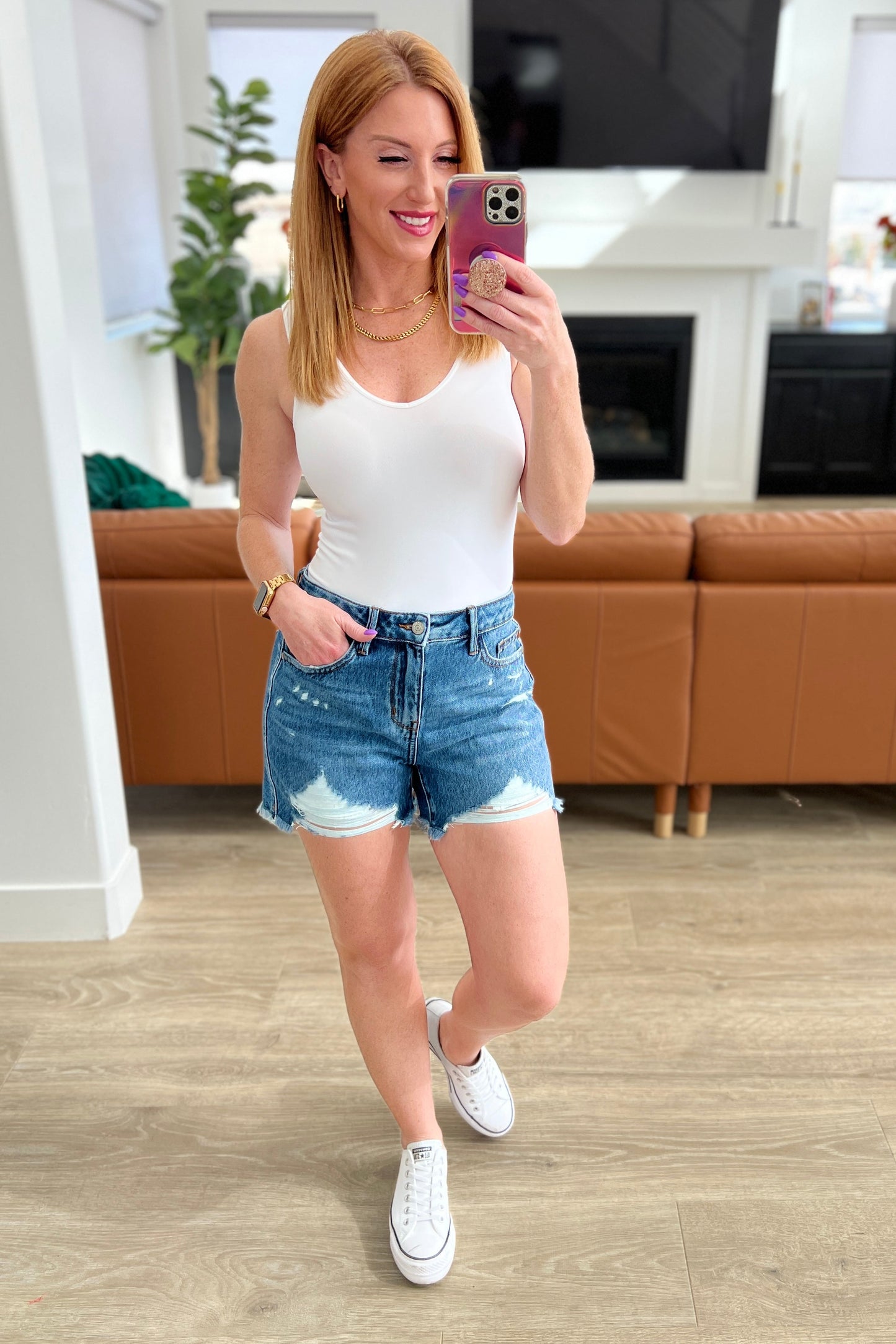 Samantha High Rise Rigid Magic Distressed Cutoff Shorts-Womens-Modish Lily, Tecumseh Michigan
