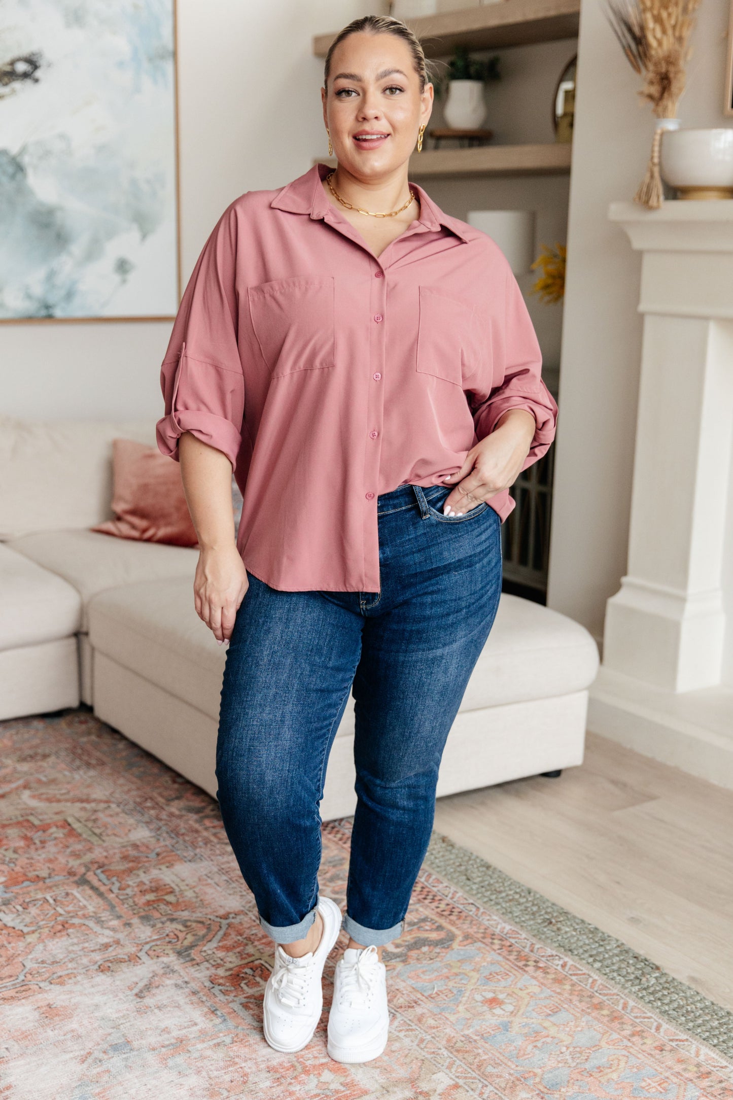 Keep it Profesh Button Up Top-Tops-Modish Lily, Tecumseh Michigan