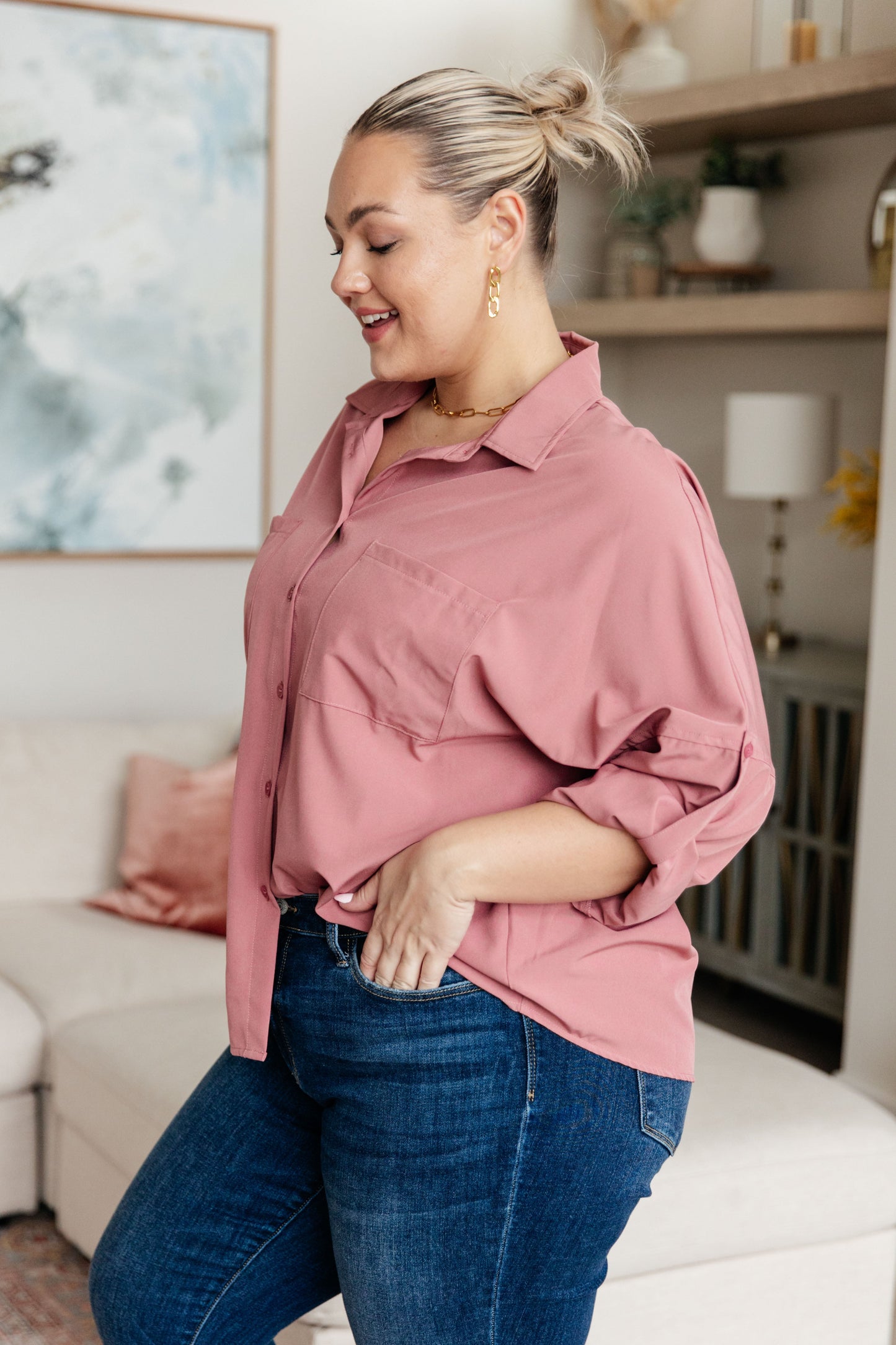 Keep it Profesh Button Up Top-Tops-Modish Lily, Tecumseh Michigan