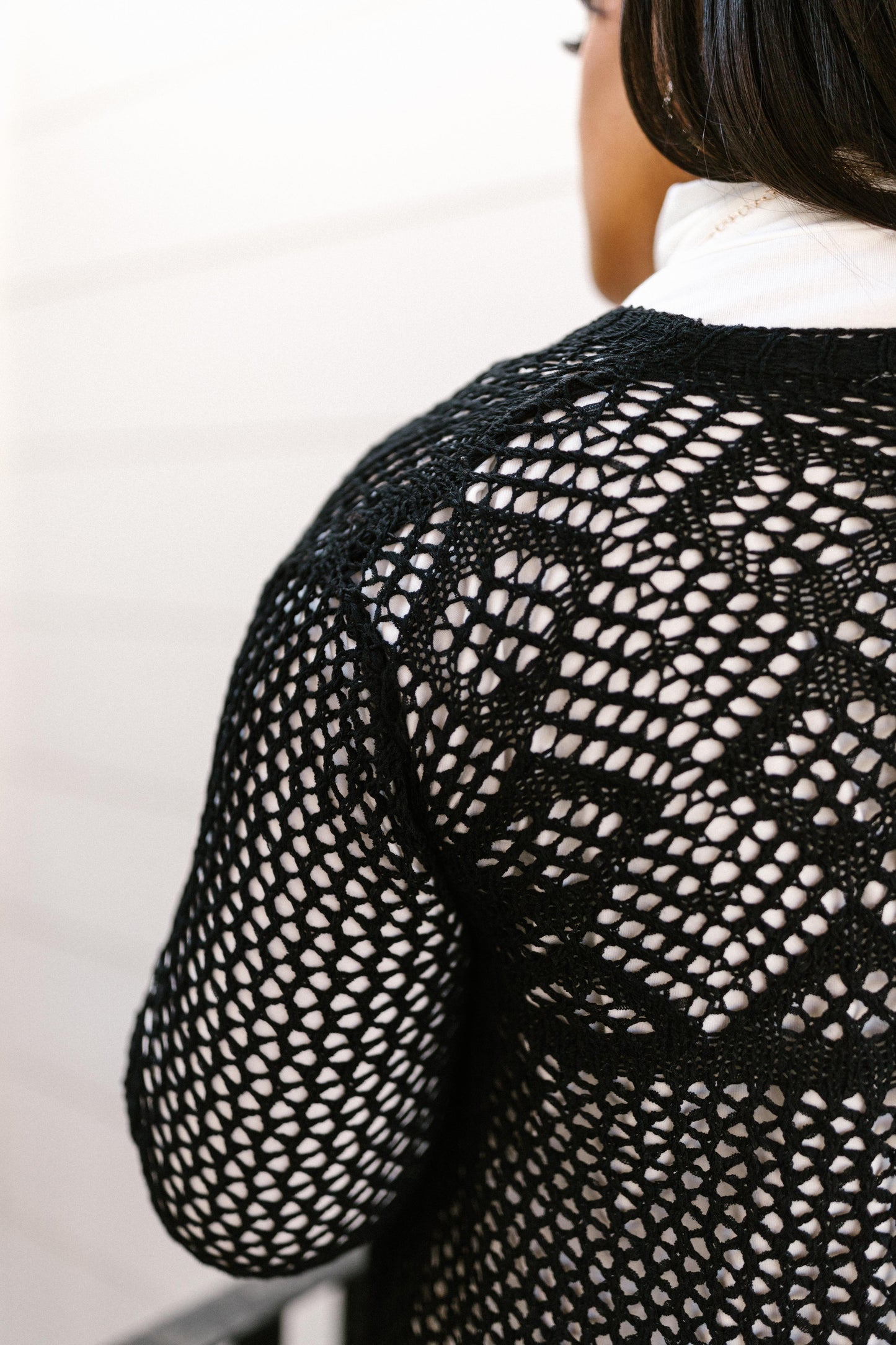 Knit And Fringe Cardigan in Black-Womens-Modish Lily, Tecumseh Michigan