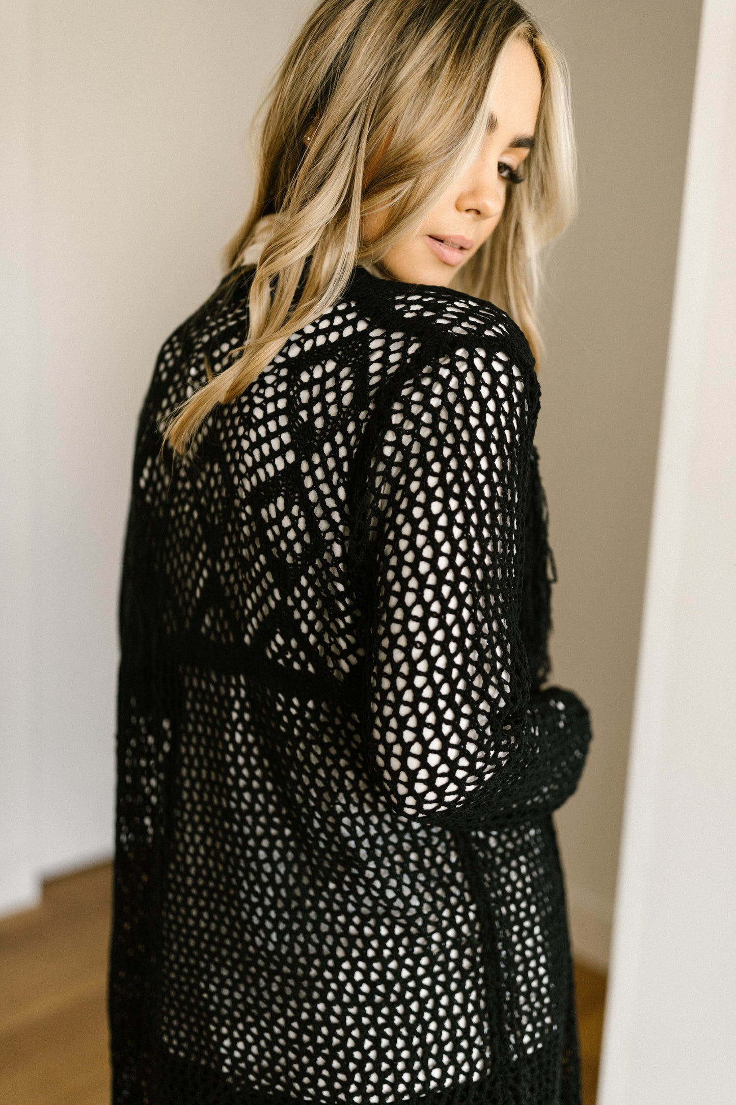 Knit And Fringe Cardigan in Black-Womens-Modish Lily, Tecumseh Michigan