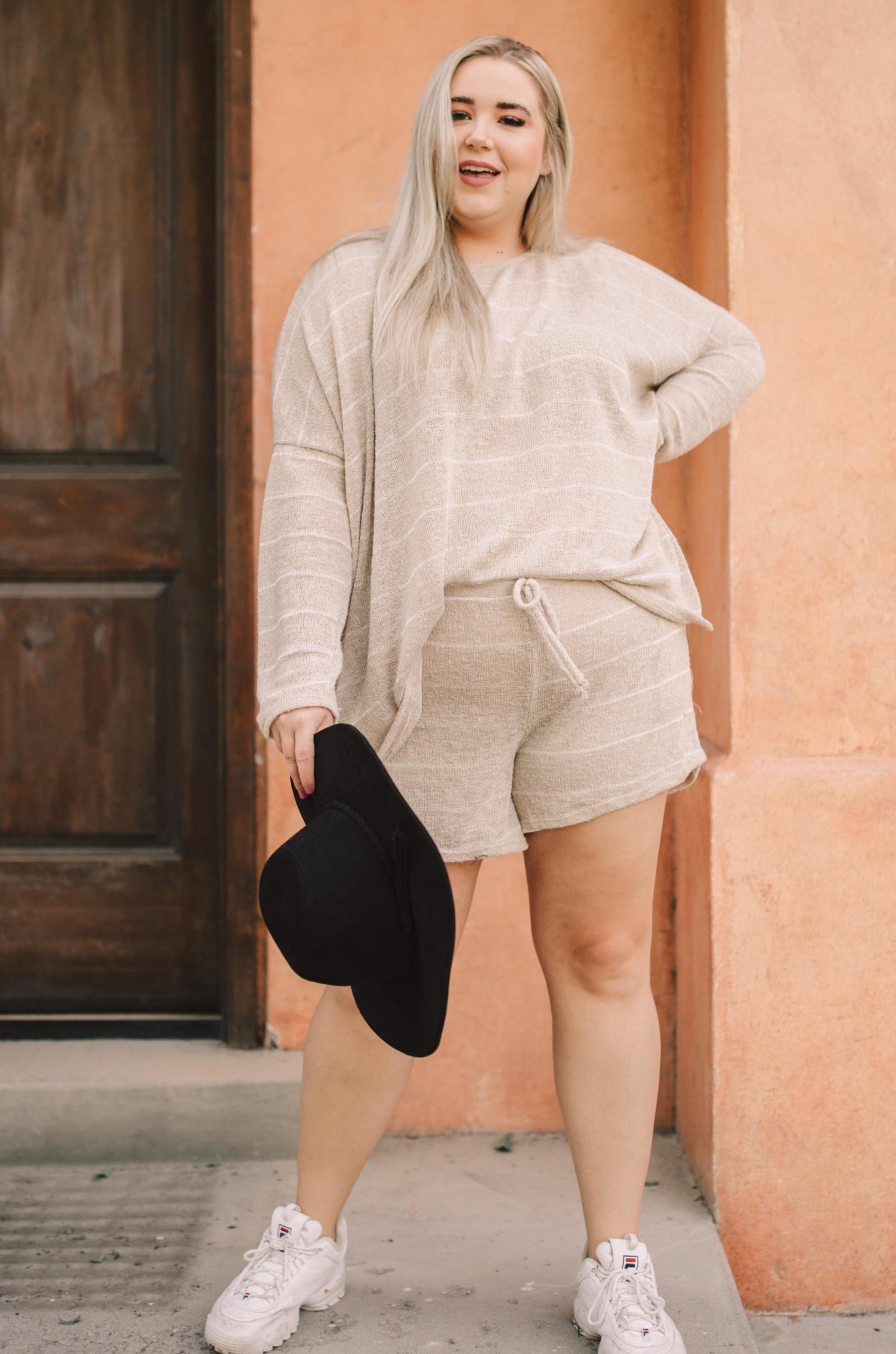 Lightweight Striped Pullover In Taupe-Womens-Modish Lily, Tecumseh Michigan