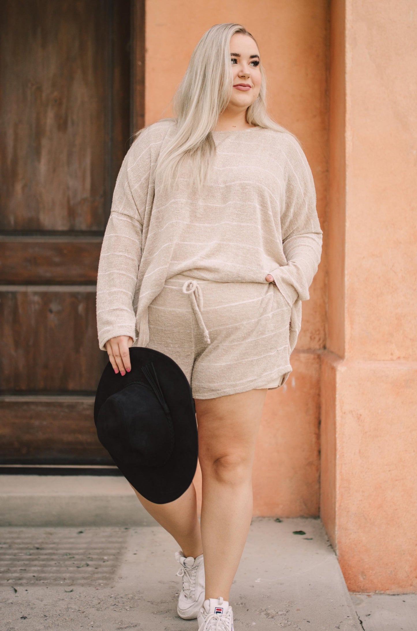Lightweight Striped Pullover In Taupe-Womens-Modish Lily, Tecumseh Michigan