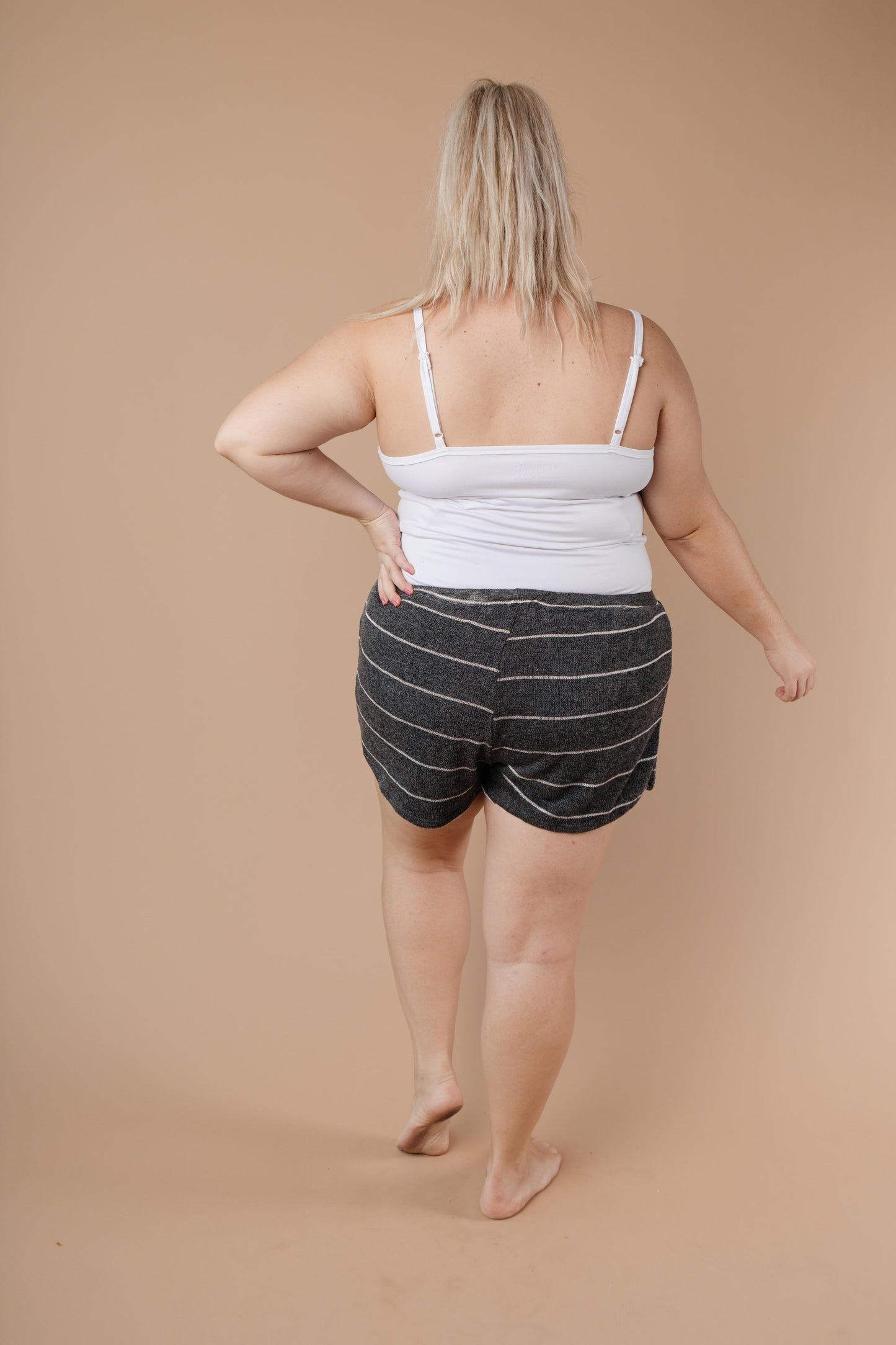 Lightweight Striped Shorts In Charcoal-Womens-Modish Lily, Tecumseh Michigan