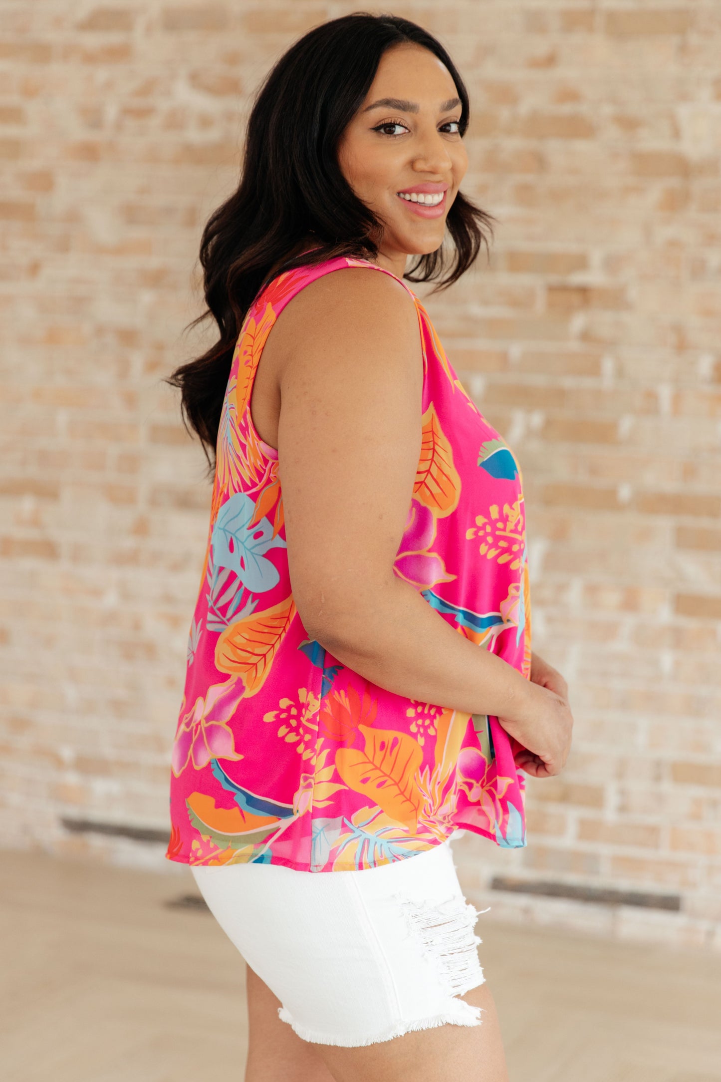 Love Me Like You Do Floral Sleeveless Blouse-Tops-Modish Lily, Tecumseh Michigan