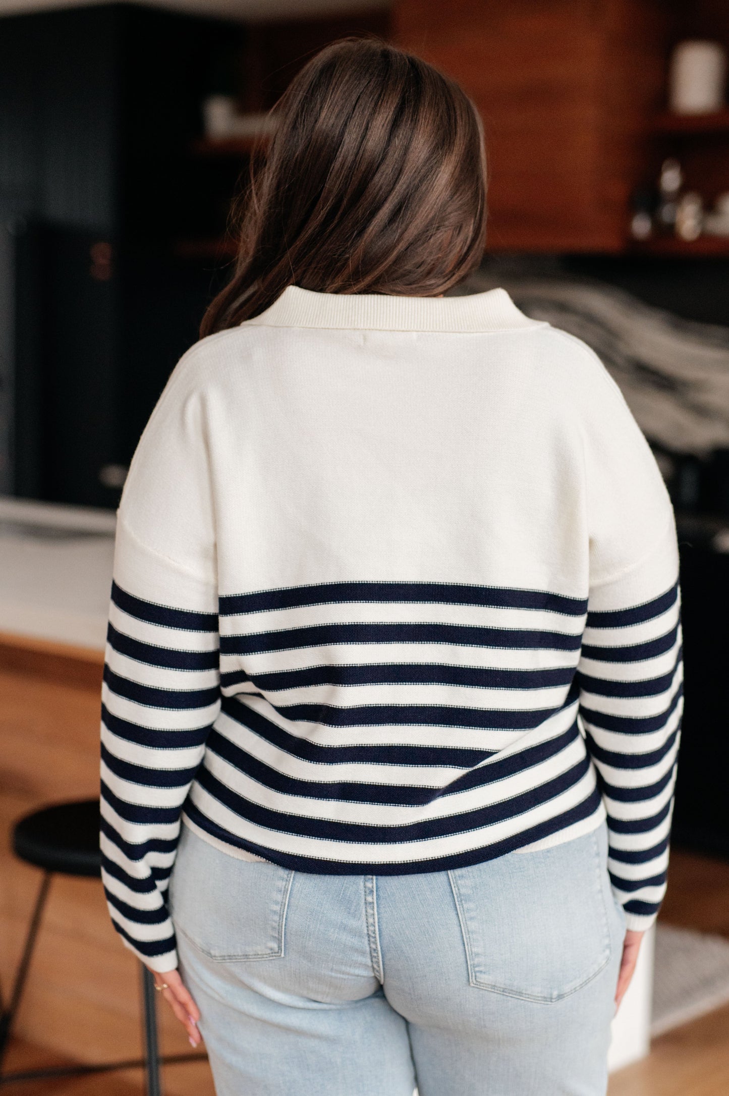 Memorable Moments Striped Sweater in White-Womens-Modish Lily, Tecumseh Michigan