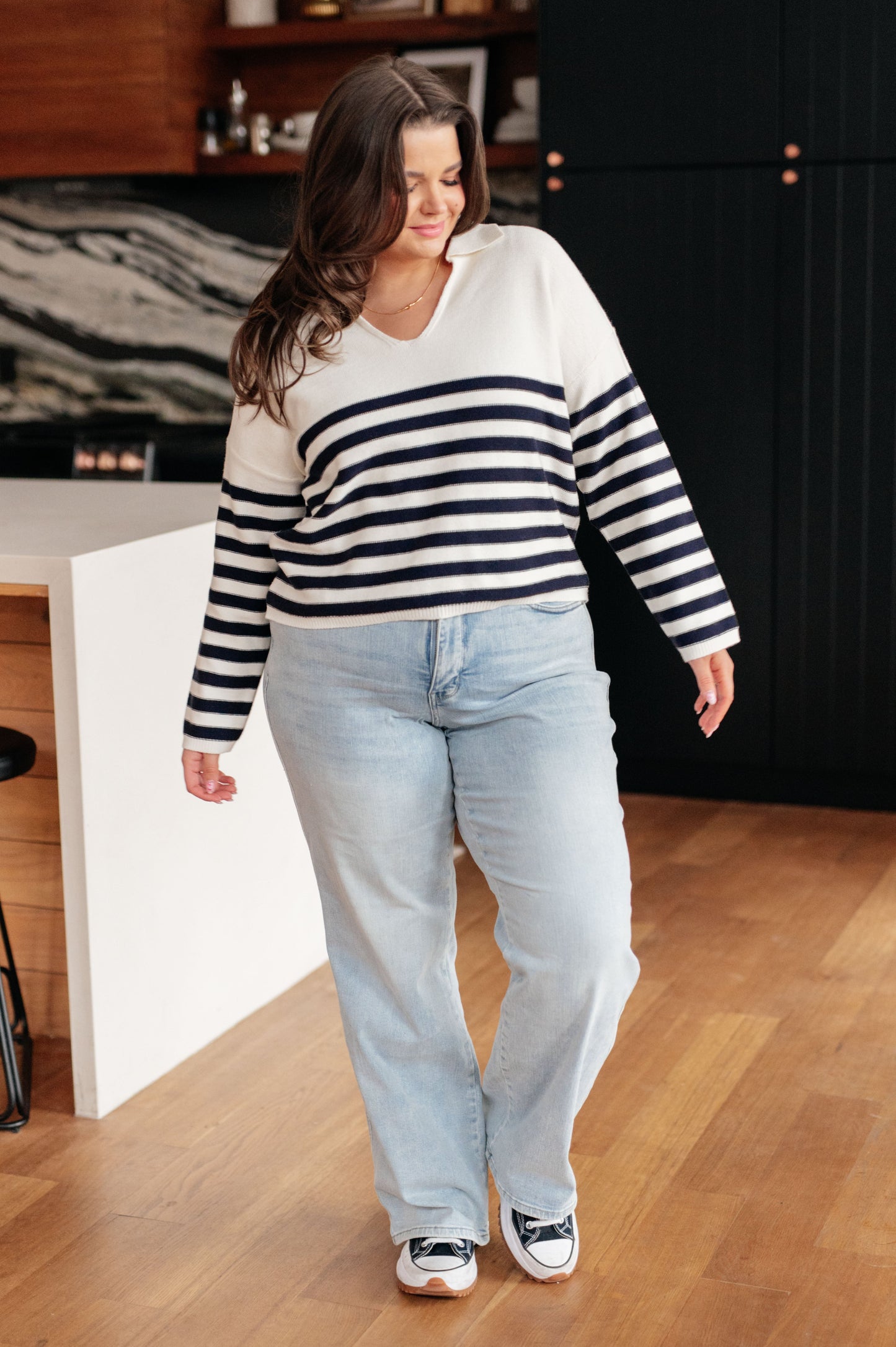 Memorable Moments Striped Sweater in White-Womens-Modish Lily, Tecumseh Michigan