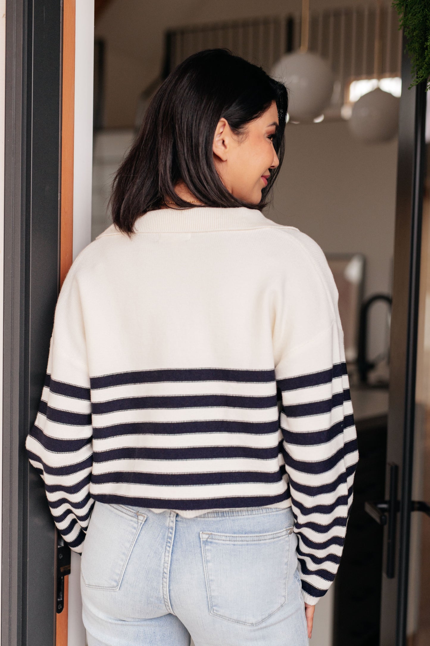 Memorable Moments Striped Sweater in White-Womens-Modish Lily, Tecumseh Michigan