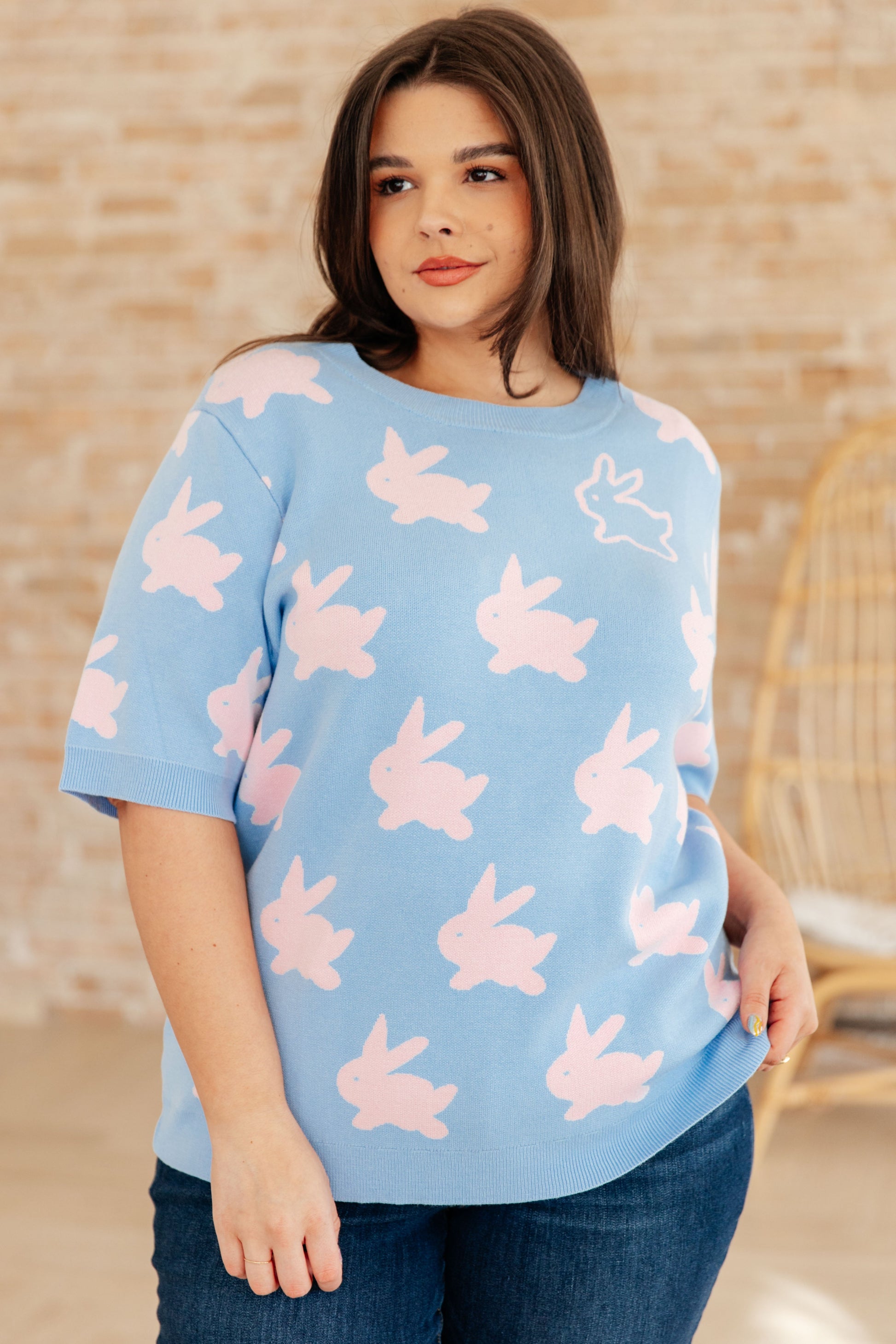 Miss Cottontail Half Sleeve Sweater-Tops-Modish Lily, Tecumseh Michigan