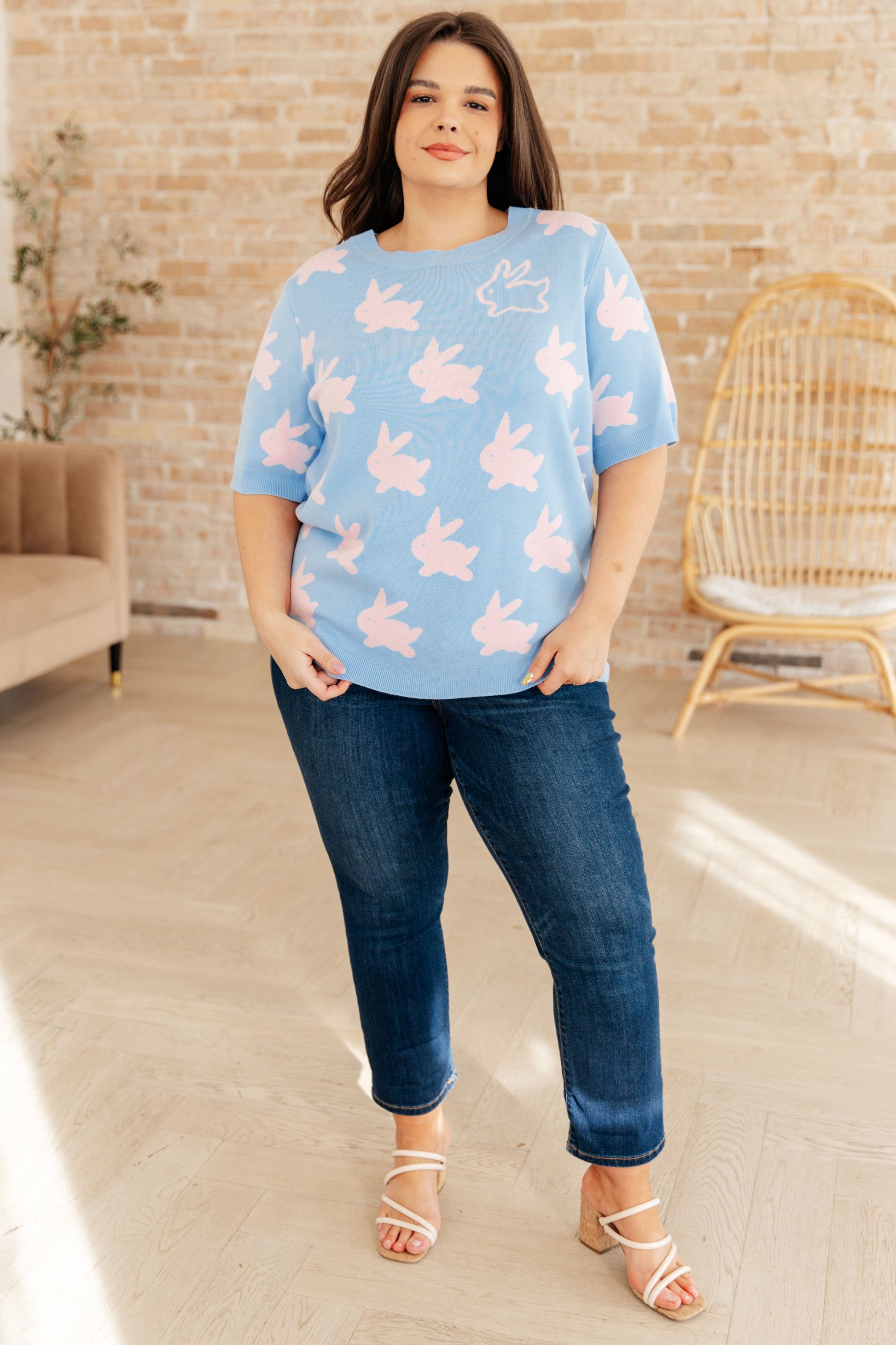 Miss Cottontail Half Sleeve Sweater-Tops-Modish Lily, Tecumseh Michigan