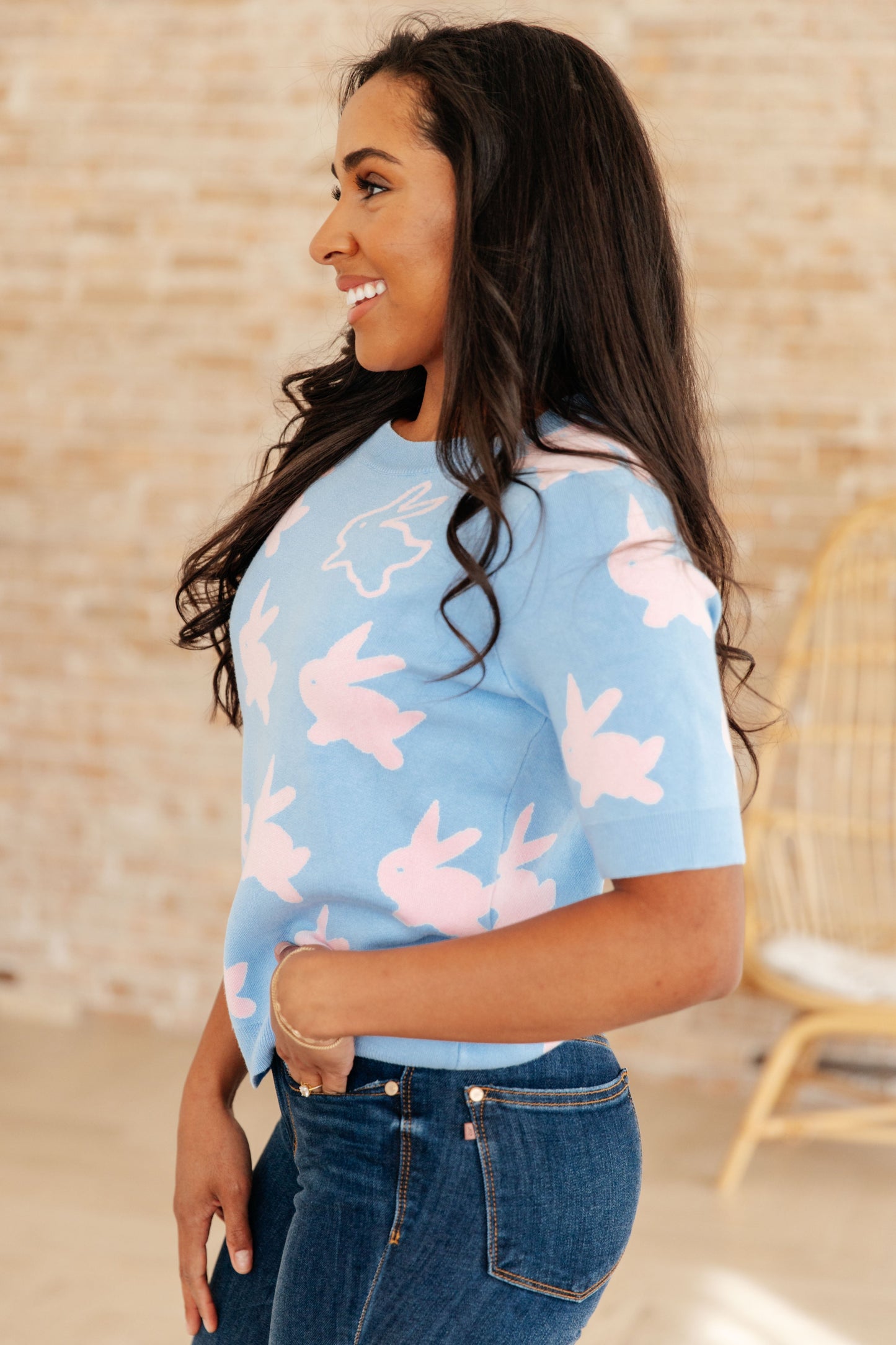 Miss Cottontail Half Sleeve Sweater-Tops-Modish Lily, Tecumseh Michigan