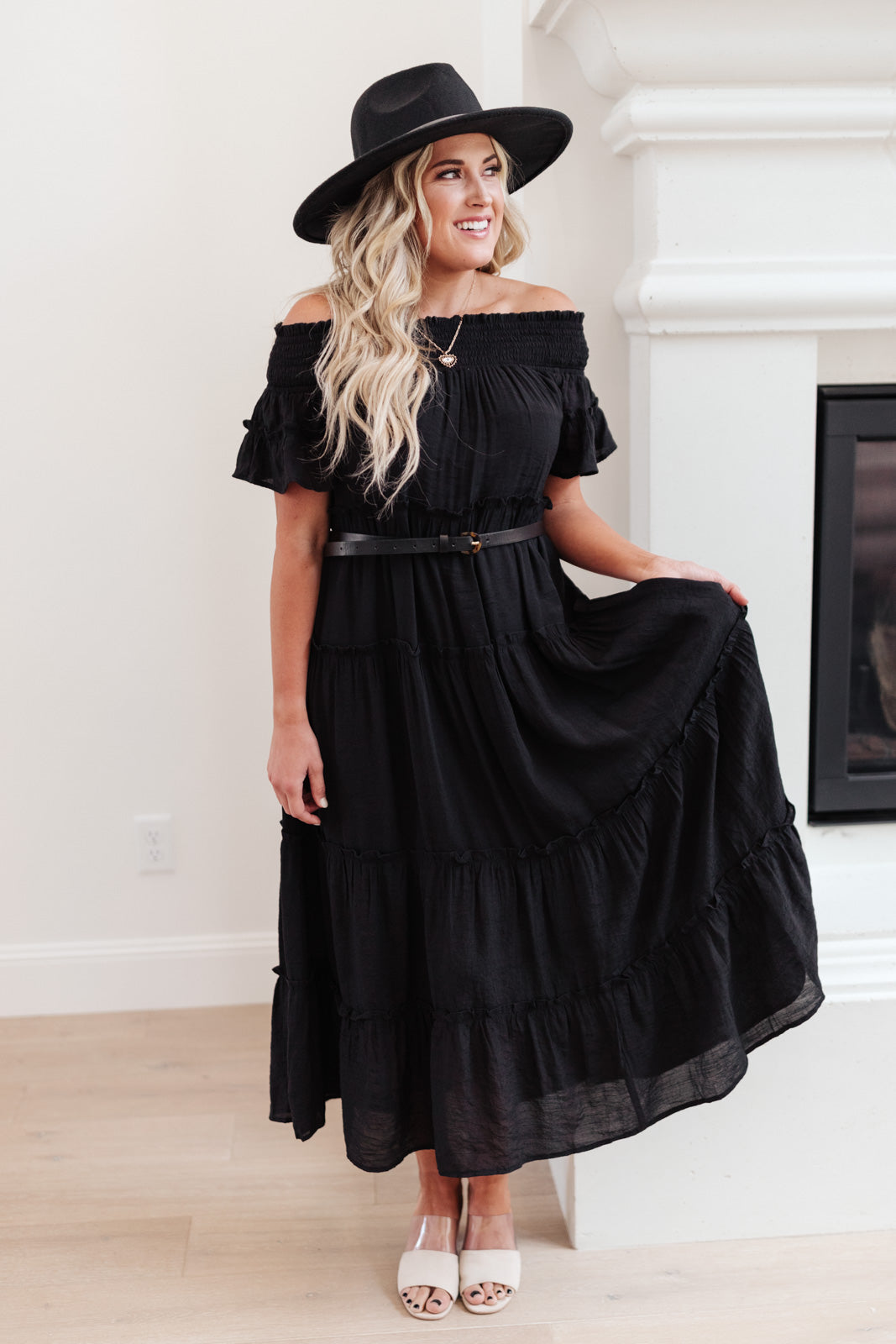 Olivia Tiered Maxi Dress in Black-Womens-Modish Lily, Tecumseh Michigan