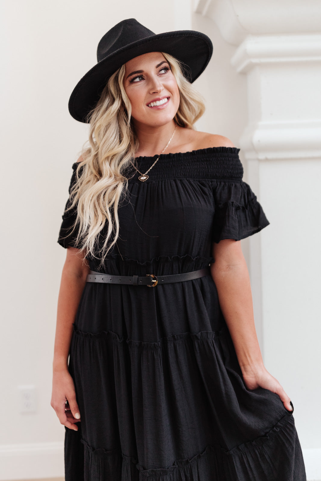 Olivia Tiered Maxi Dress in Black-Womens-Modish Lily, Tecumseh Michigan