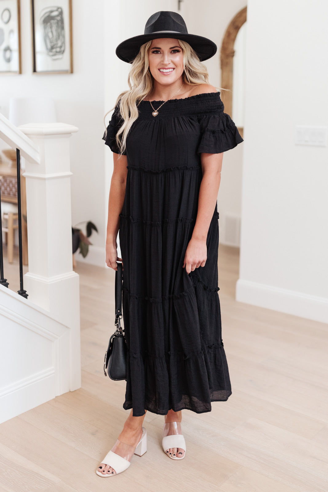 Olivia Tiered Maxi Dress in Black-Womens-Modish Lily, Tecumseh Michigan