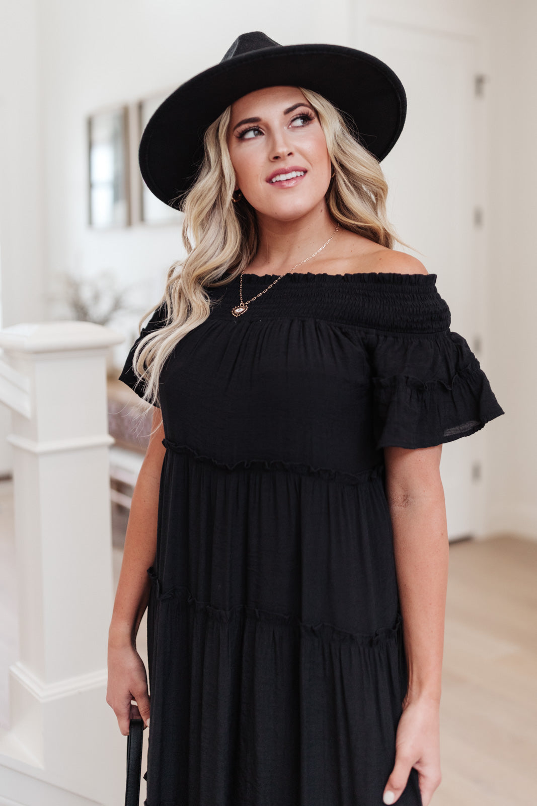 Olivia Tiered Maxi Dress in Black-Womens-Modish Lily, Tecumseh Michigan
