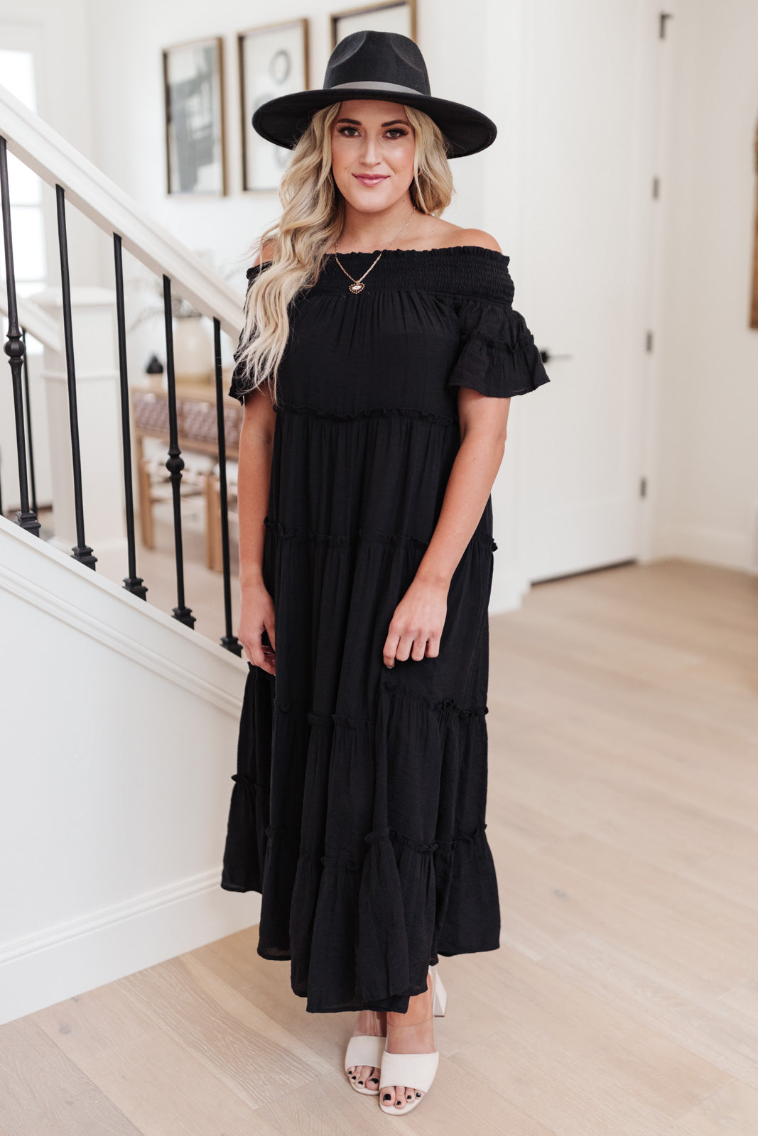 Olivia Tiered Maxi Dress in Black-Womens-Modish Lily, Tecumseh Michigan