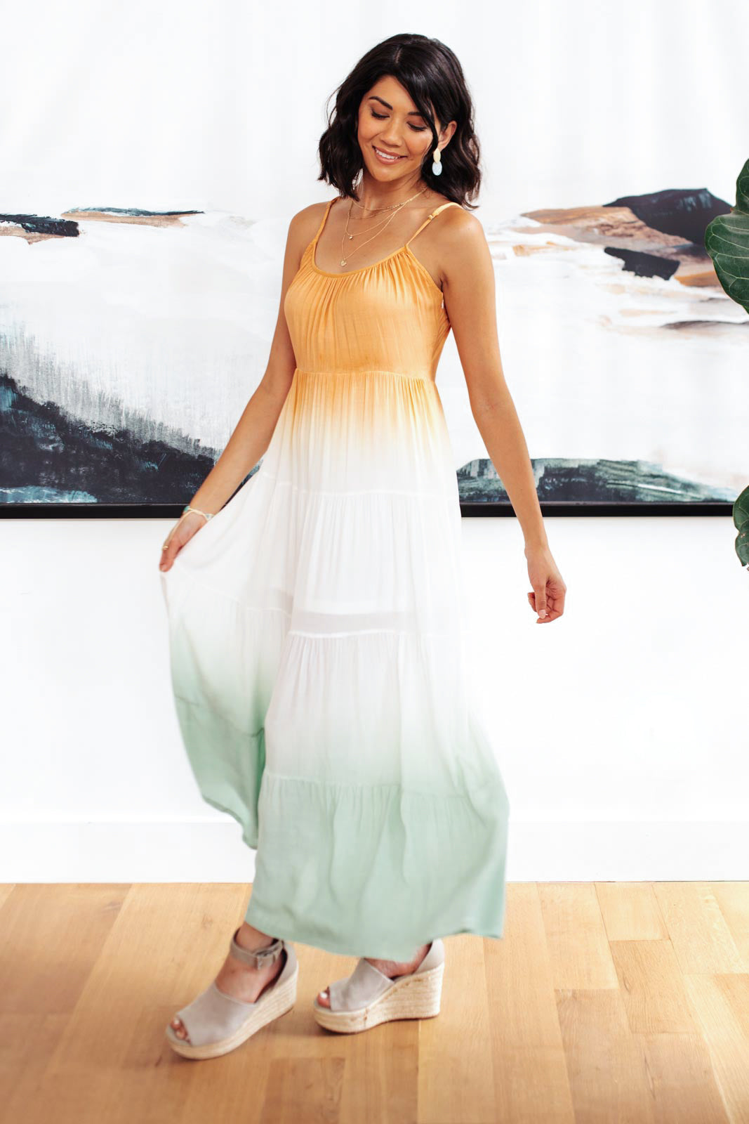 Ombré Skies Tiered Dress-Womens-Modish Lily, Tecumseh Michigan