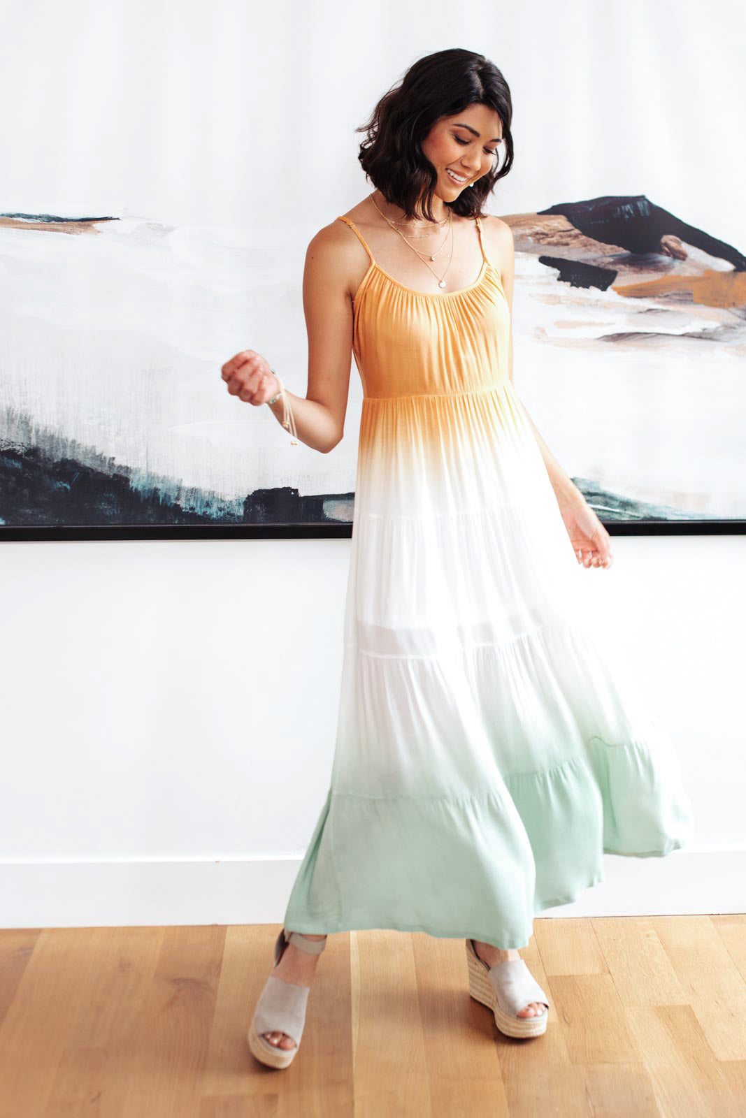 Ombré Skies Tiered Dress-Womens-Modish Lily, Tecumseh Michigan