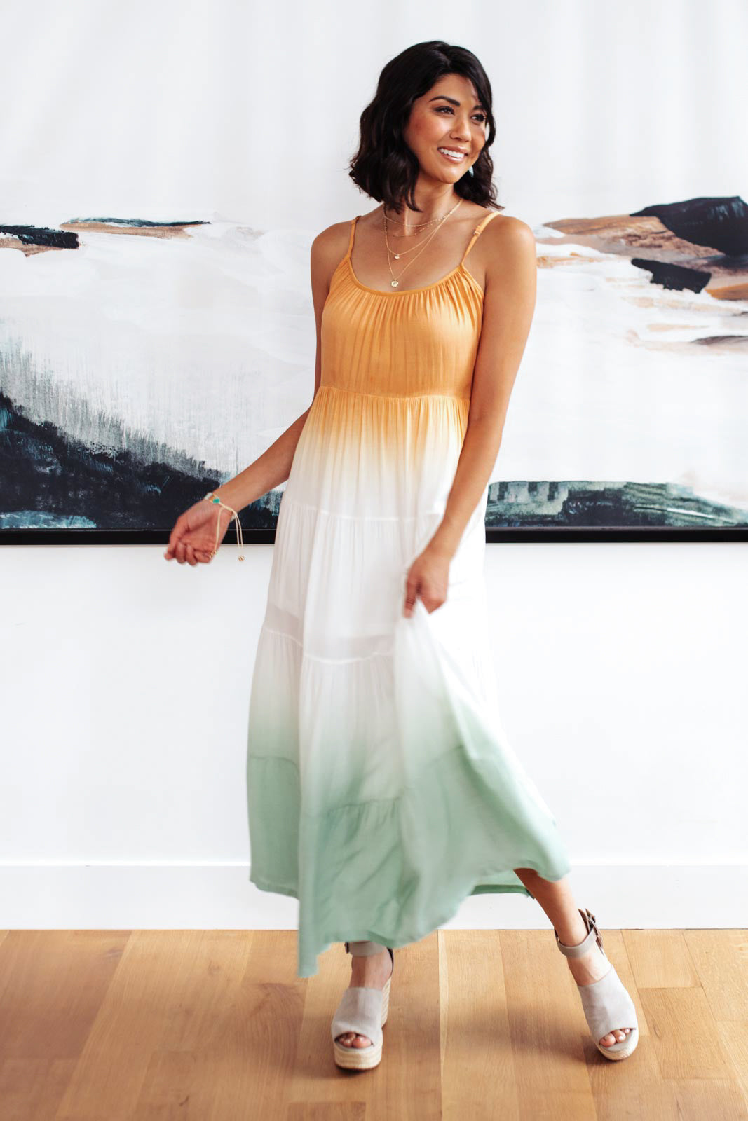 Ombré Skies Tiered Dress-Womens-Modish Lily, Tecumseh Michigan
