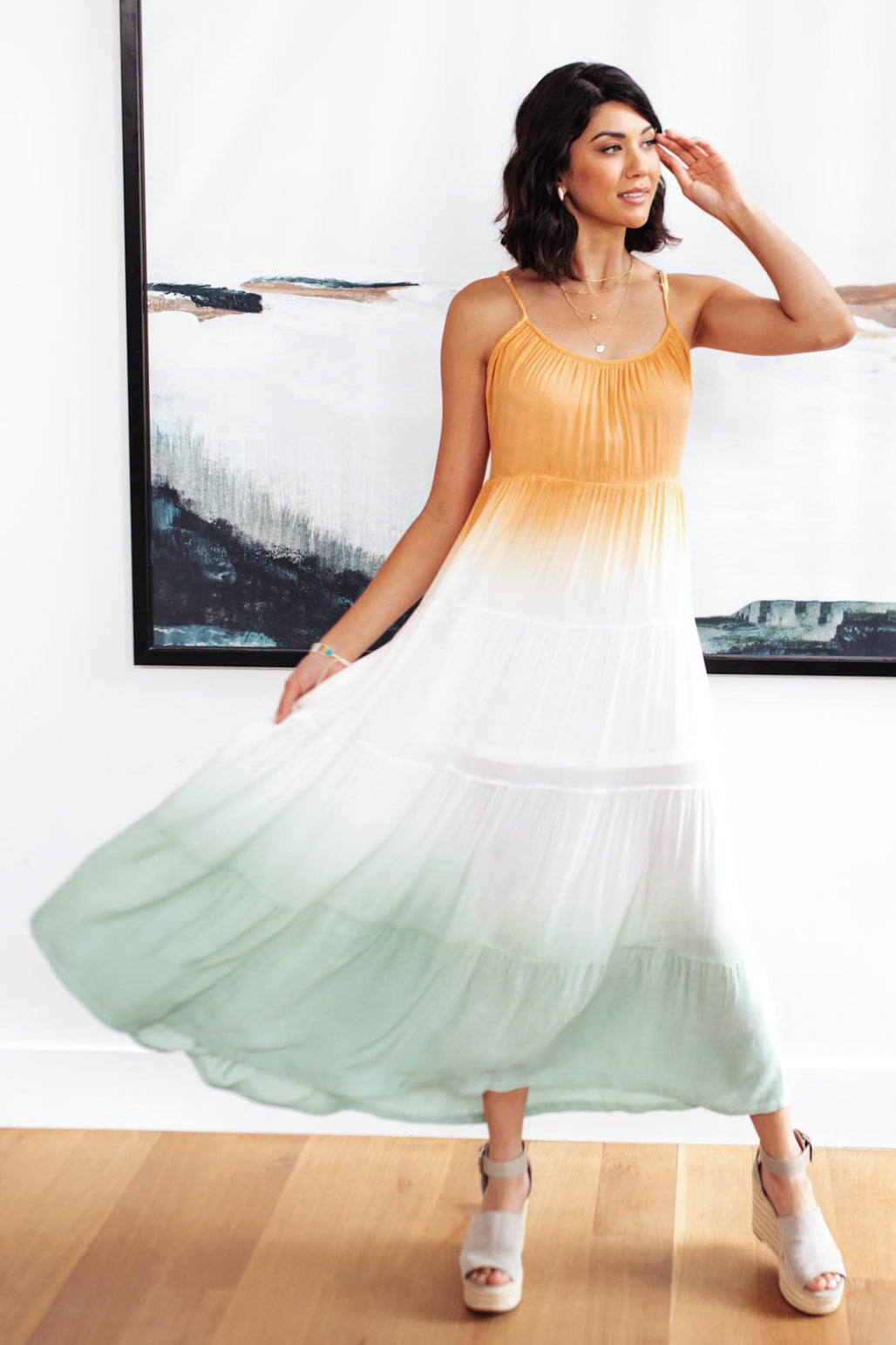 Ombré Skies Tiered Dress-Womens-Modish Lily, Tecumseh Michigan