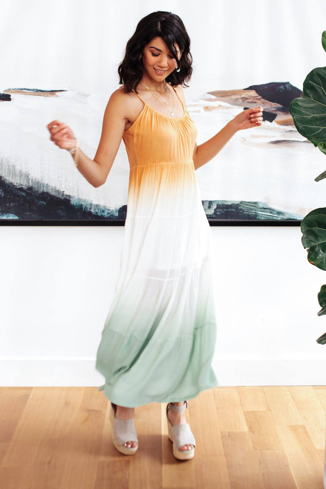 Ombré Skies Tiered Dress-Womens-Modish Lily, Tecumseh Michigan