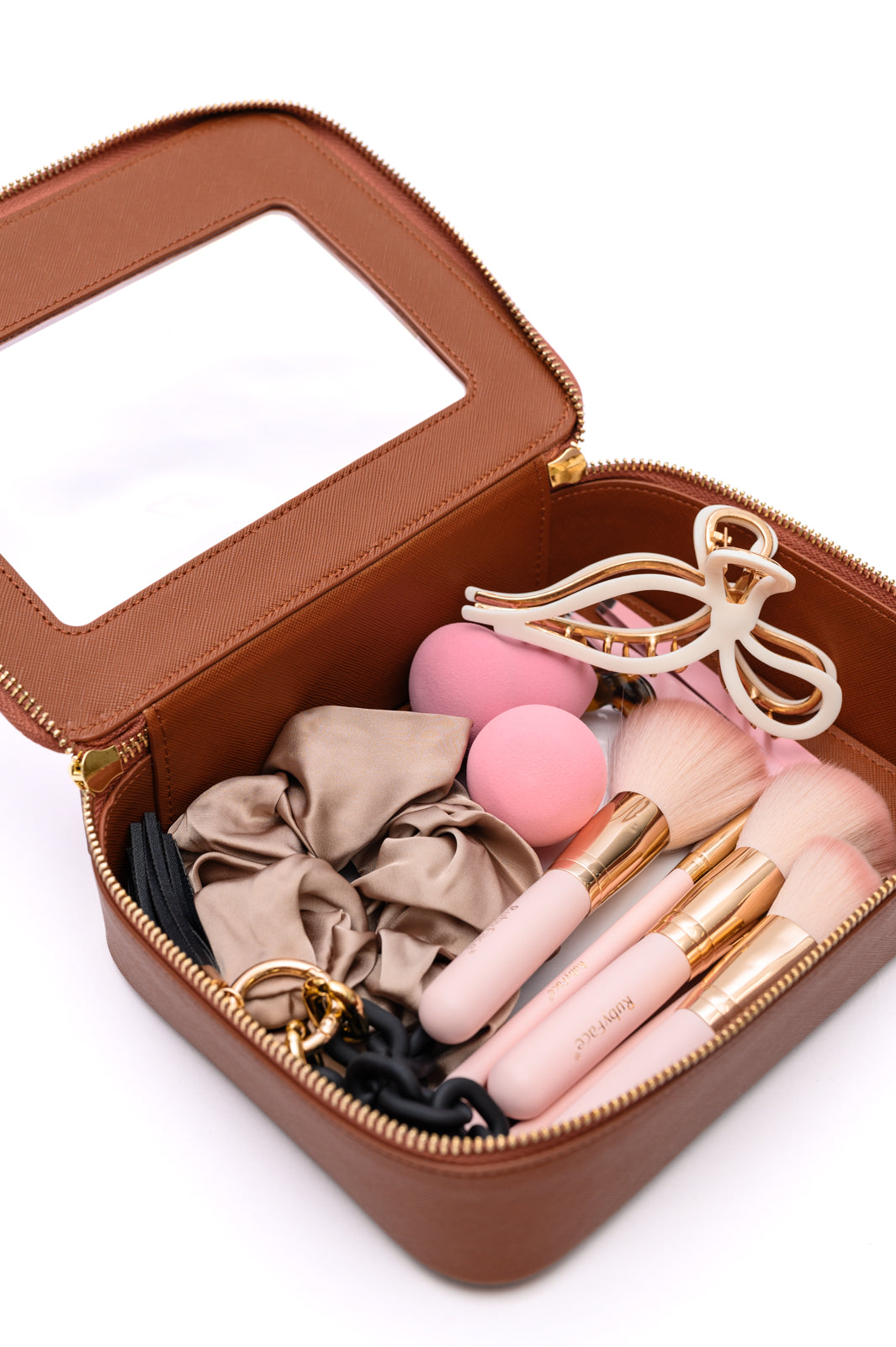 PU Leather Travel Cosmetic Case in Camel-Womens-Modish Lily, Tecumseh Michigan