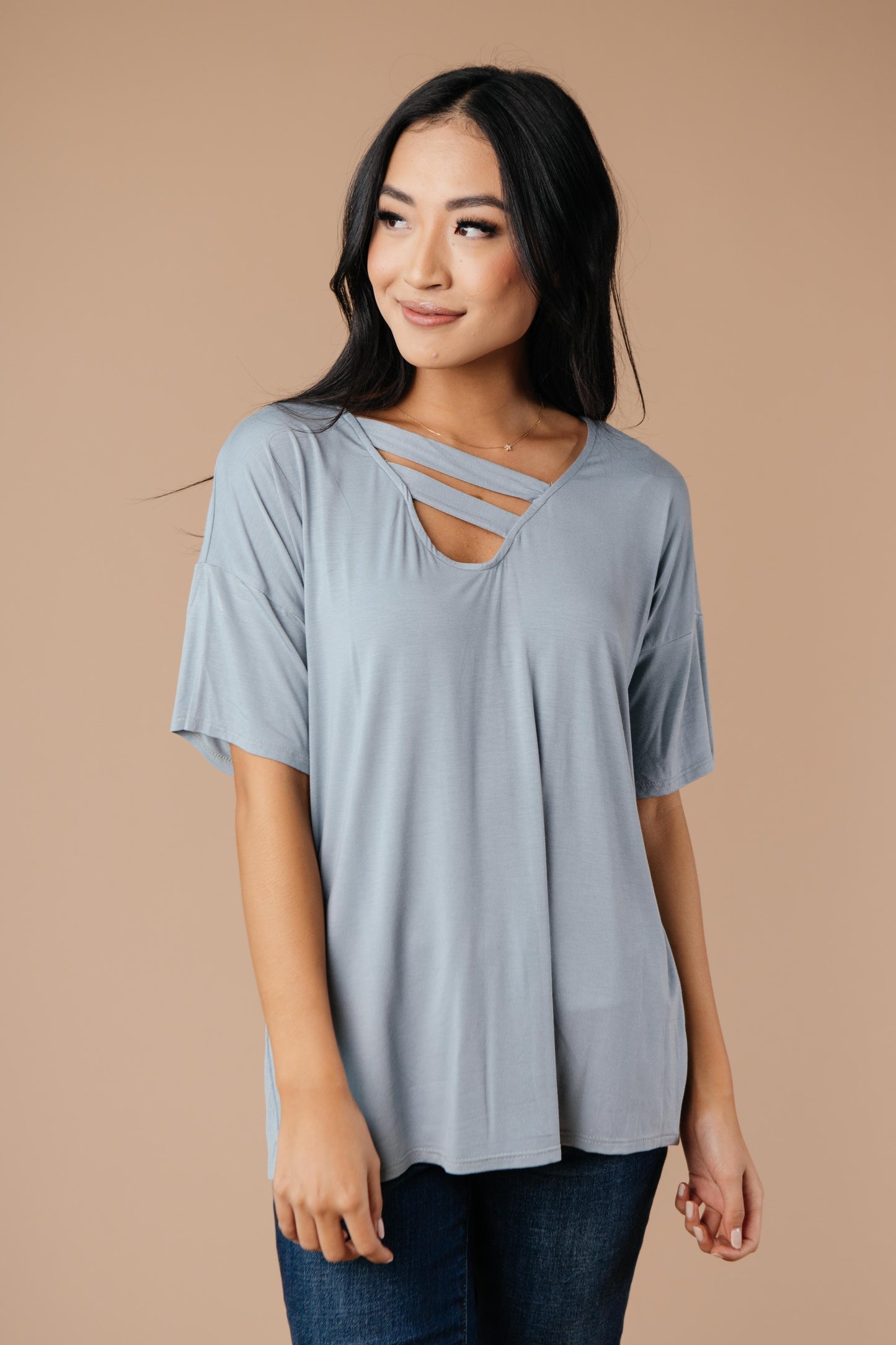 Parallel Universe Top In Dusty Blue-Womens-Modish Lily, Tecumseh Michigan