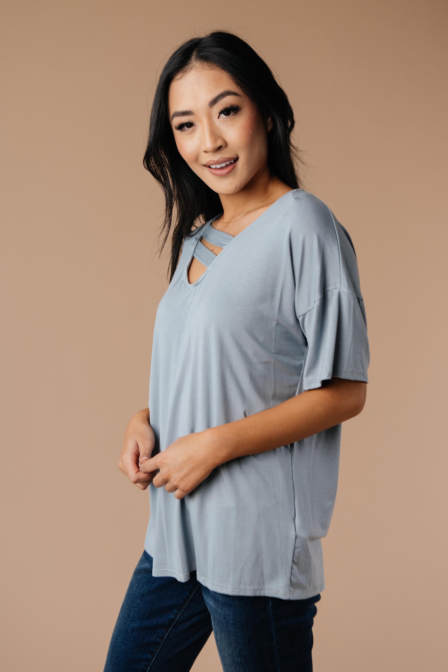 Parallel Universe Top In Dusty Blue-Womens-Modish Lily, Tecumseh Michigan