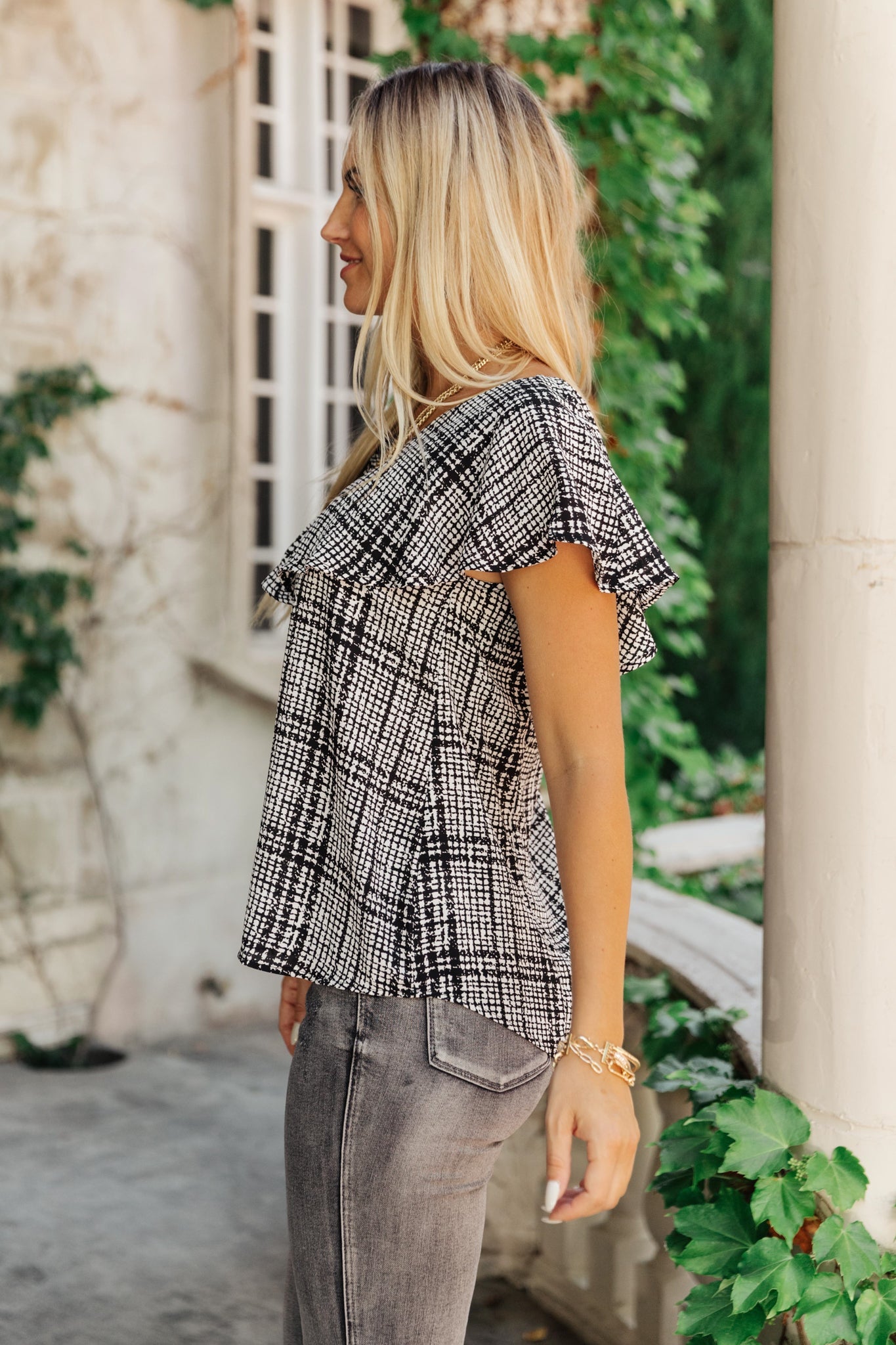 Plaid Ruffled Top-Womens-Modish Lily, Tecumseh Michigan