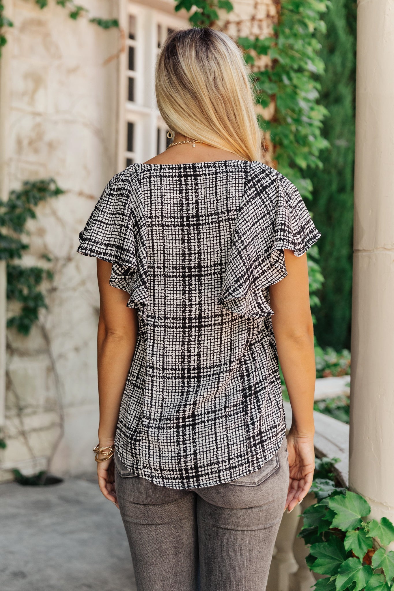 Plaid Ruffled Top-Womens-Modish Lily, Tecumseh Michigan