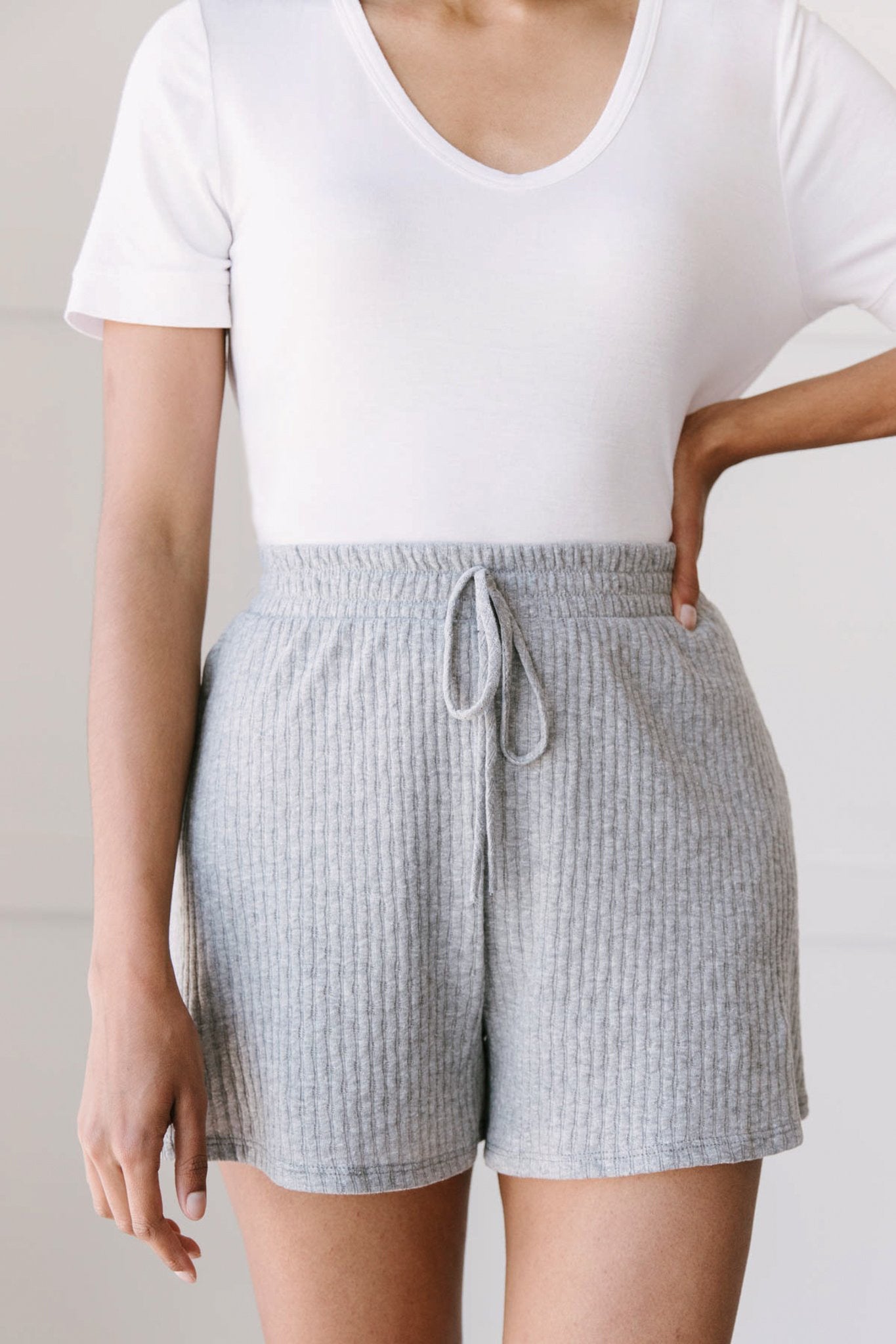 Ribbed & Ridiculously Comfy Shorts In Heather Gray-Womens-Modish Lily, Tecumseh Michigan