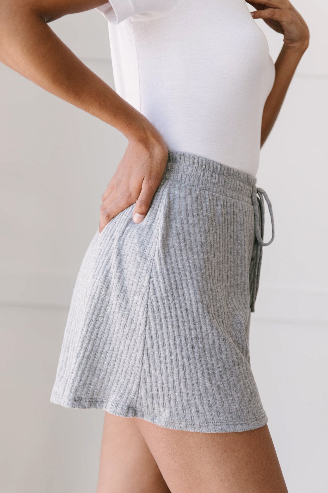 Ribbed & Ridiculously Comfy Shorts In Heather Gray-Womens-Modish Lily, Tecumseh Michigan