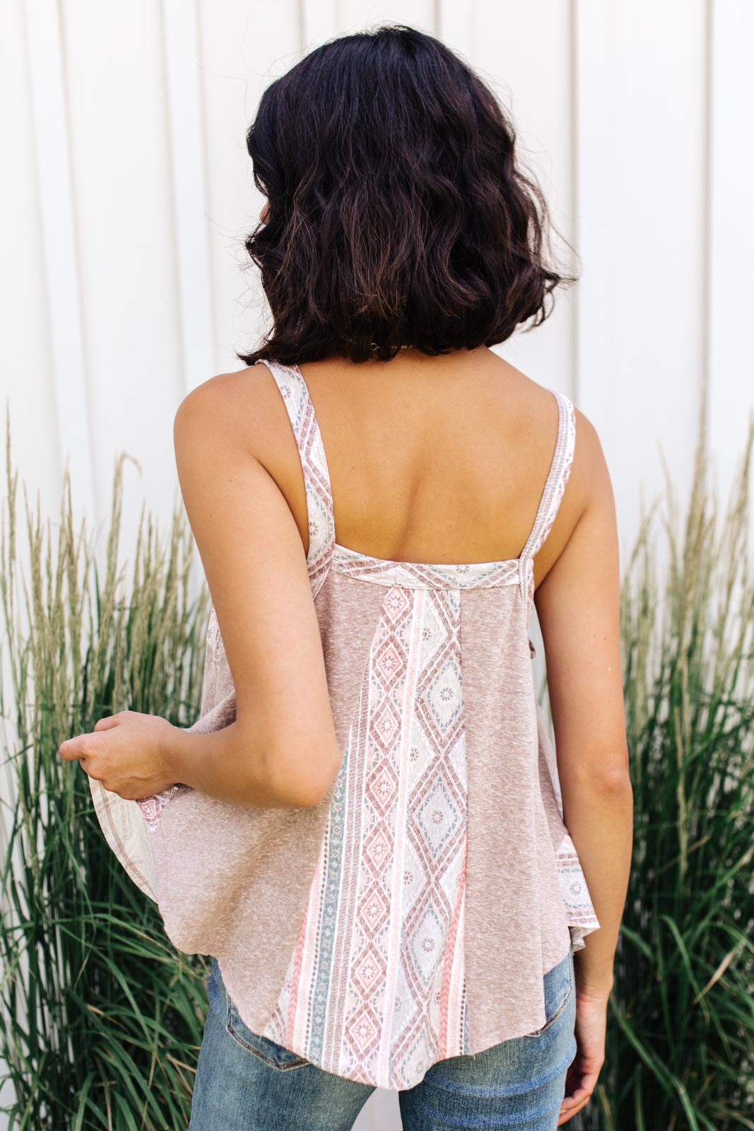 Santa Fe Aztec Tank in Taupe-Womens-Modish Lily, Tecumseh Michigan
