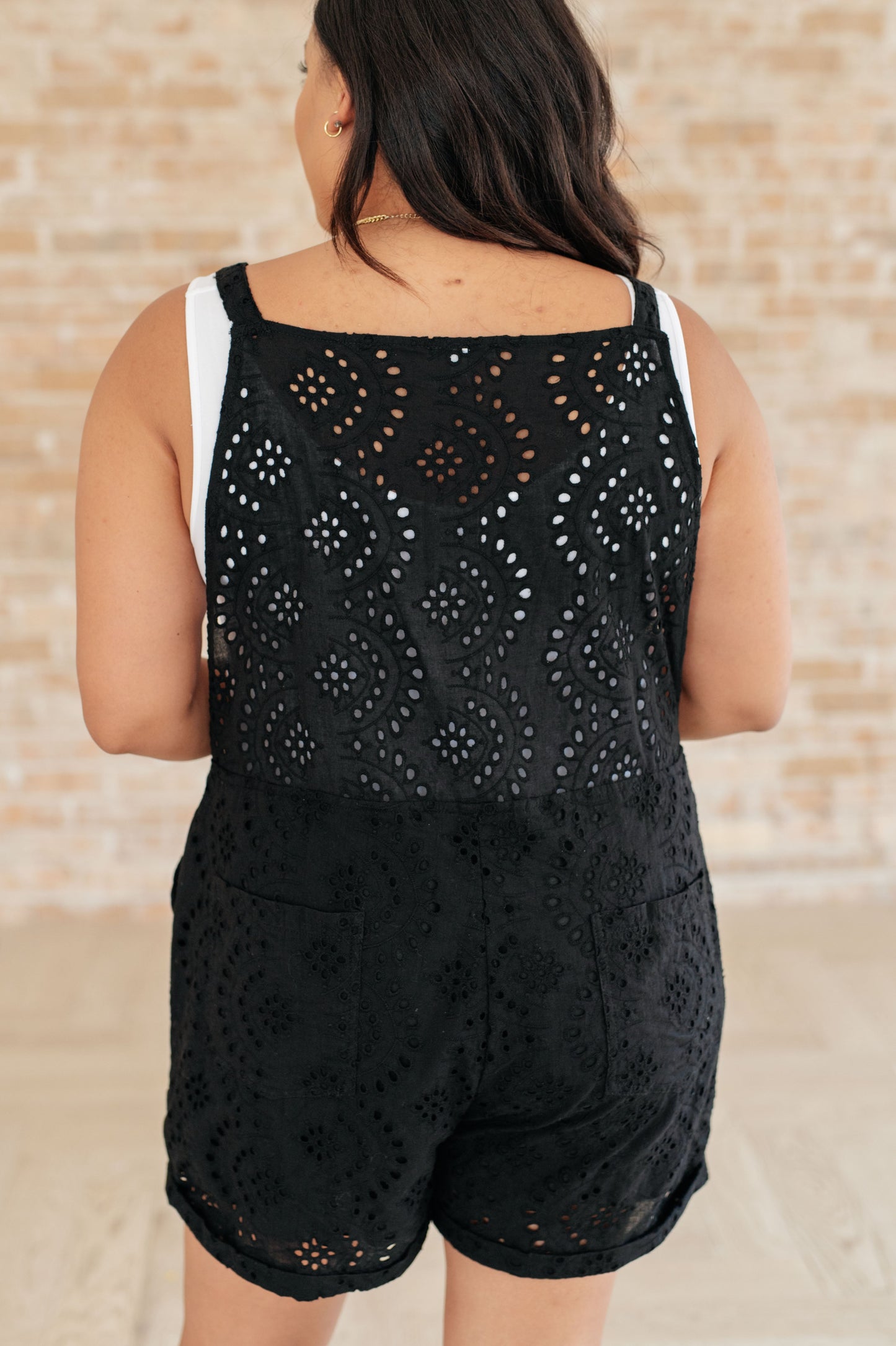 Somewhere Only We Know Eyelet Romper-Jumpsuits & Rompers-Modish Lily, Tecumseh Michigan