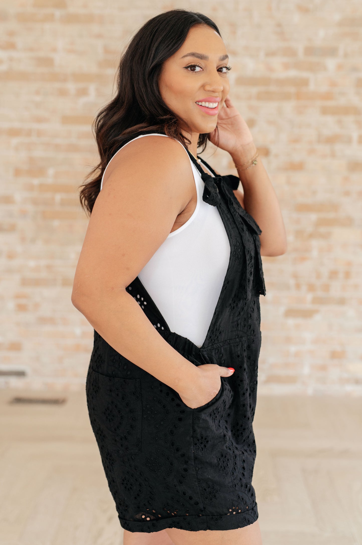 Somewhere Only We Know Eyelet Romper-Jumpsuits & Rompers-Modish Lily, Tecumseh Michigan