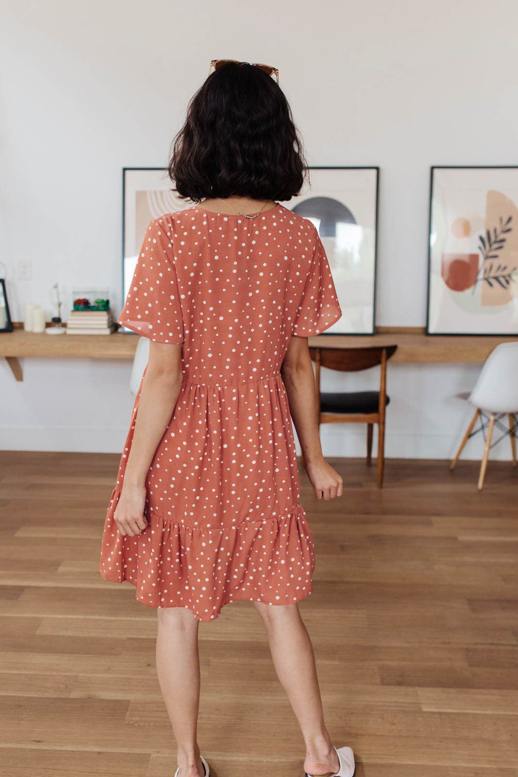 Sweet Dots Dress in Brick-Womens-Modish Lily, Tecumseh Michigan