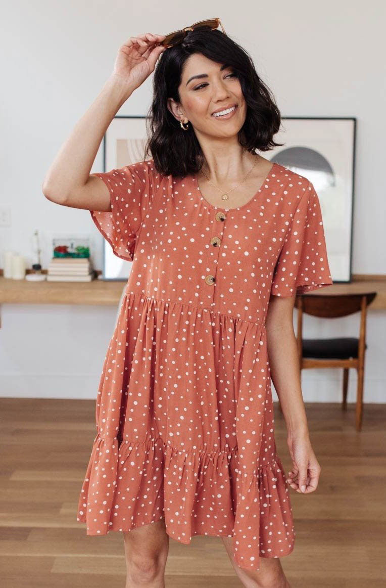 Sweet Dots Dress in Brick-Womens-Modish Lily, Tecumseh Michigan