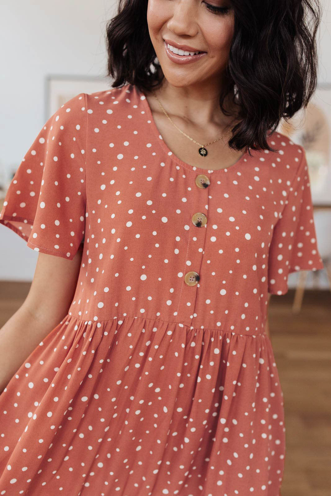 Sweet Dots Dress in Brick-Womens-Modish Lily, Tecumseh Michigan