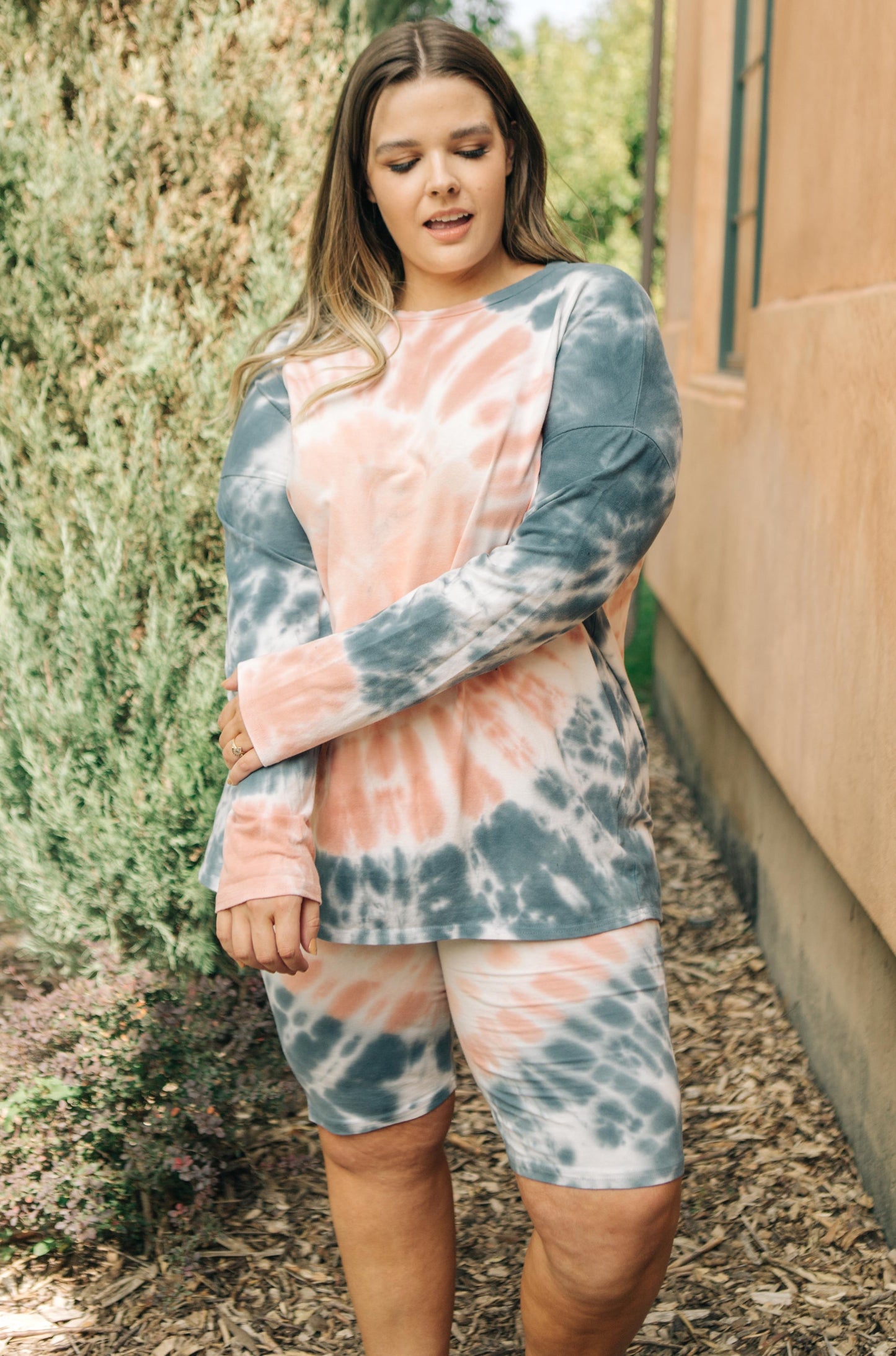 Tickle Me Tie Dye Top in Peach-Womens-Modish Lily, Tecumseh Michigan