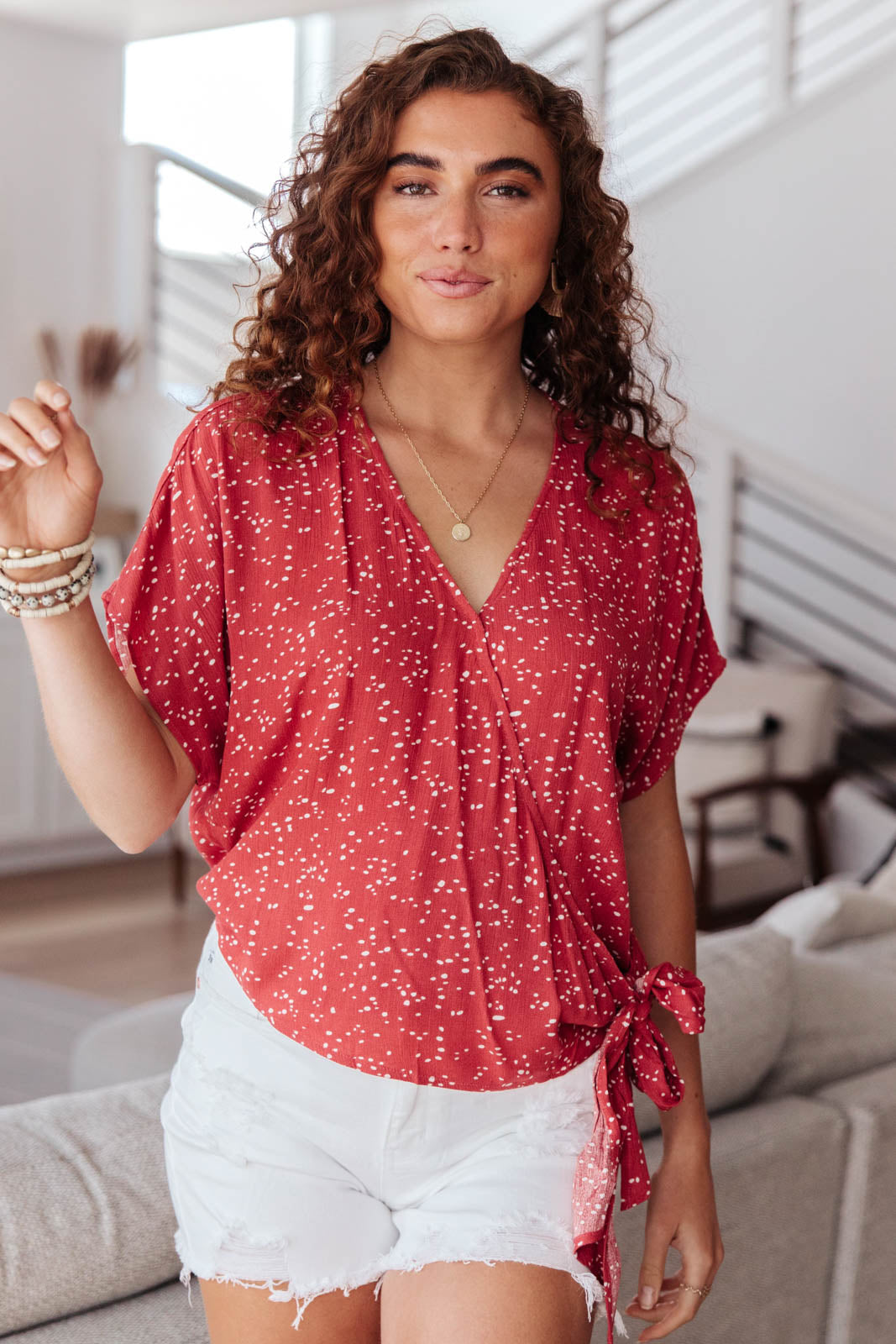 Tie A Bow Top In Red-Womens-Modish Lily, Tecumseh Michigan