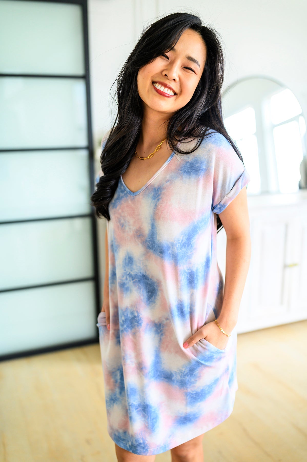 Tie Dye T-Shirt Dress In Pink-Womens-Modish Lily, Tecumseh Michigan